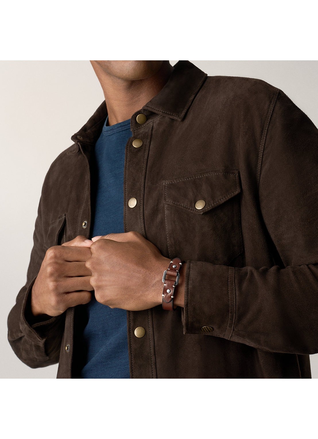 Fossil Machine armband van leer JF04942040 - detail 5 bruin