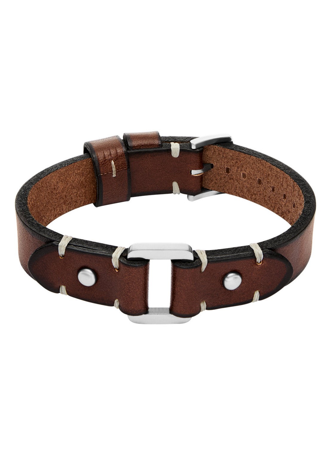 Fossil Machine armband van leer JF04942040 - voorkant bruin