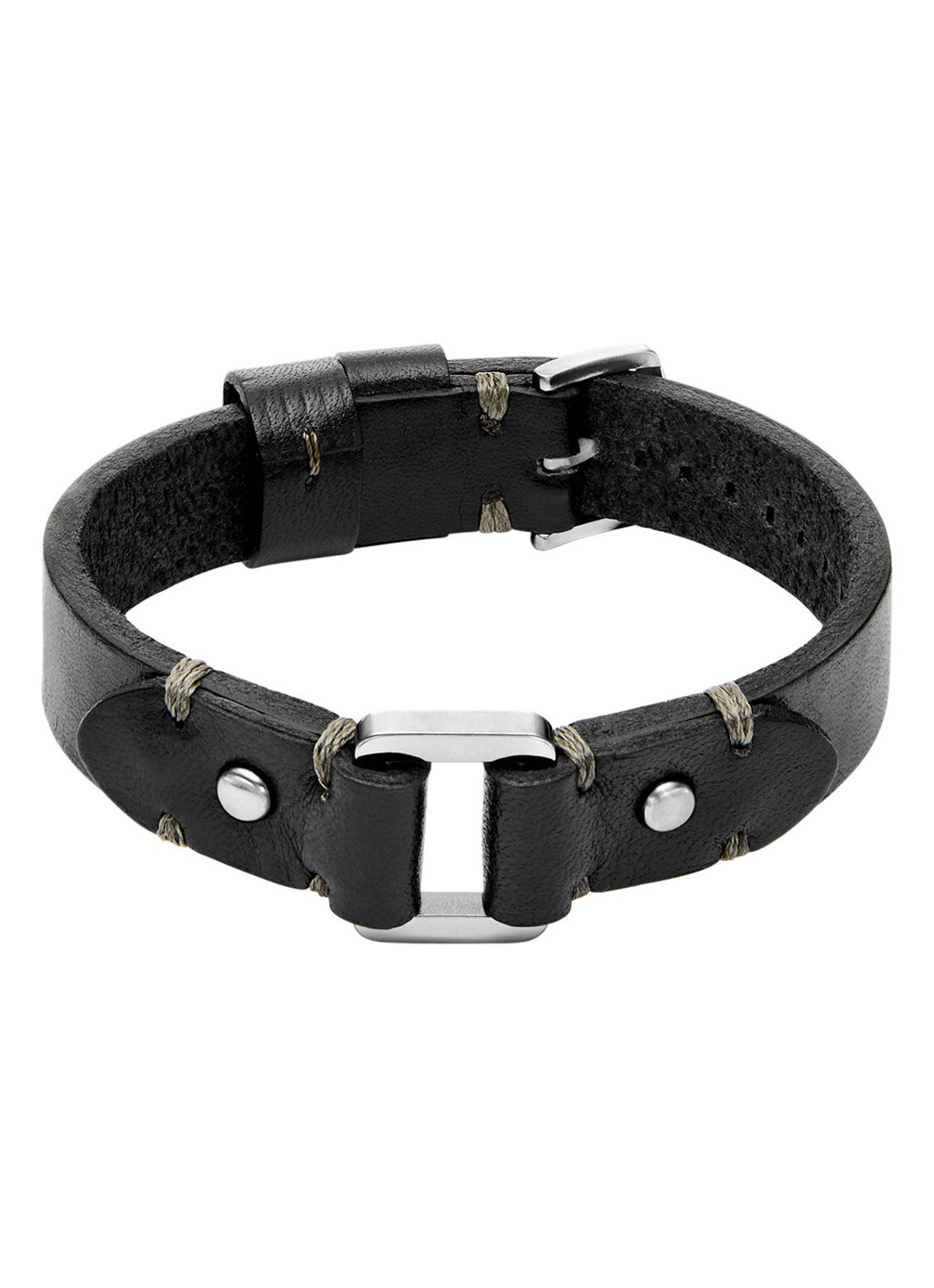 Fossil Machine armband van leer JF04946040 - voorkant zwart