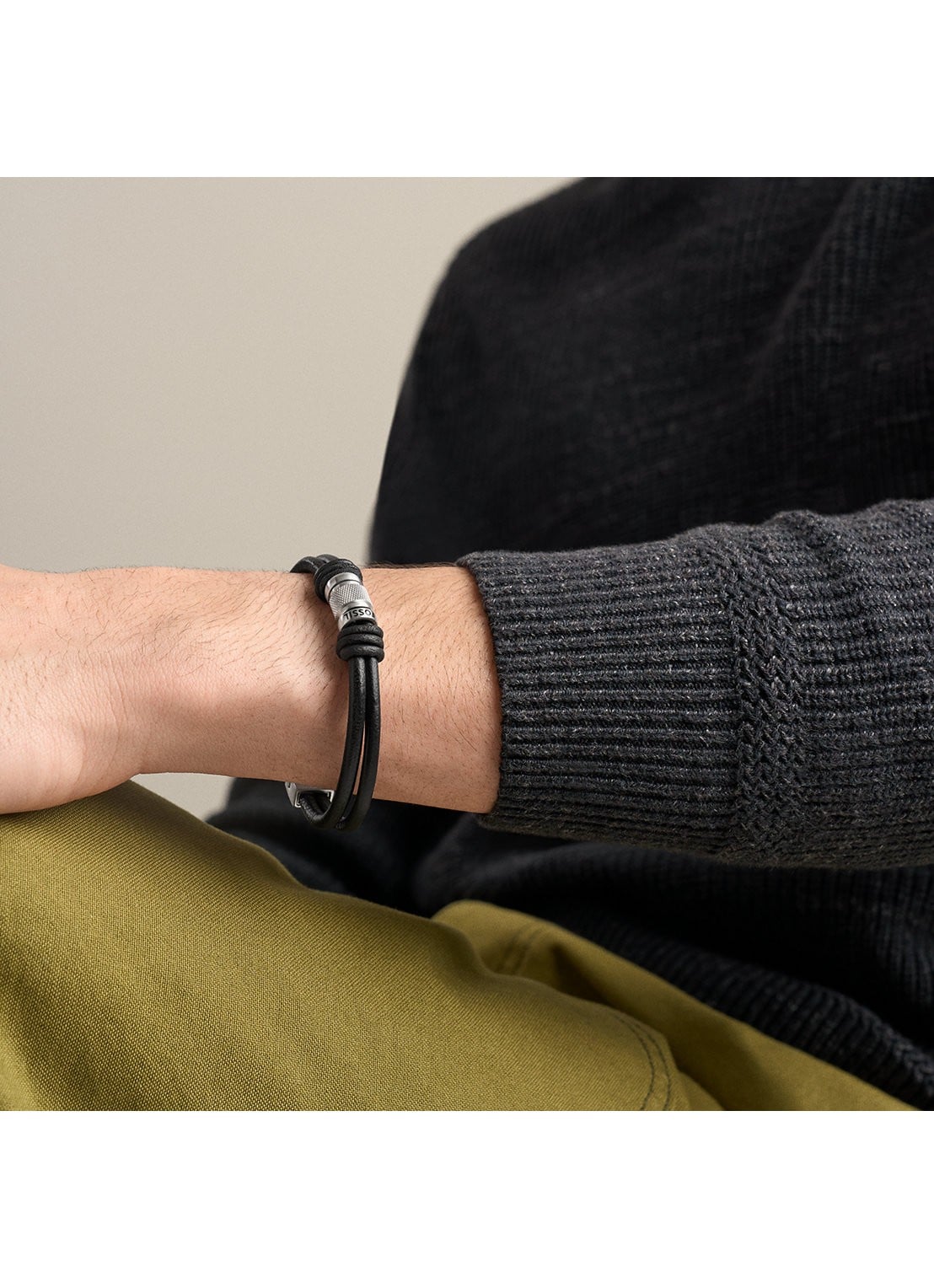 Fossil Machine armband van leer JF05008040 - detail 4 zwart