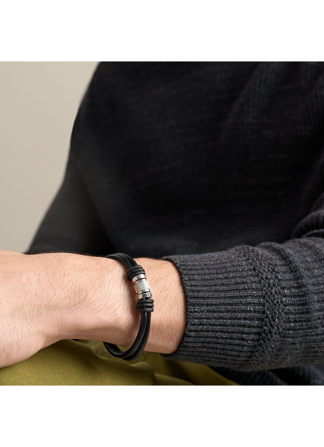 Fossil Machine armband van leer JF05008040 - detail 5 zwart