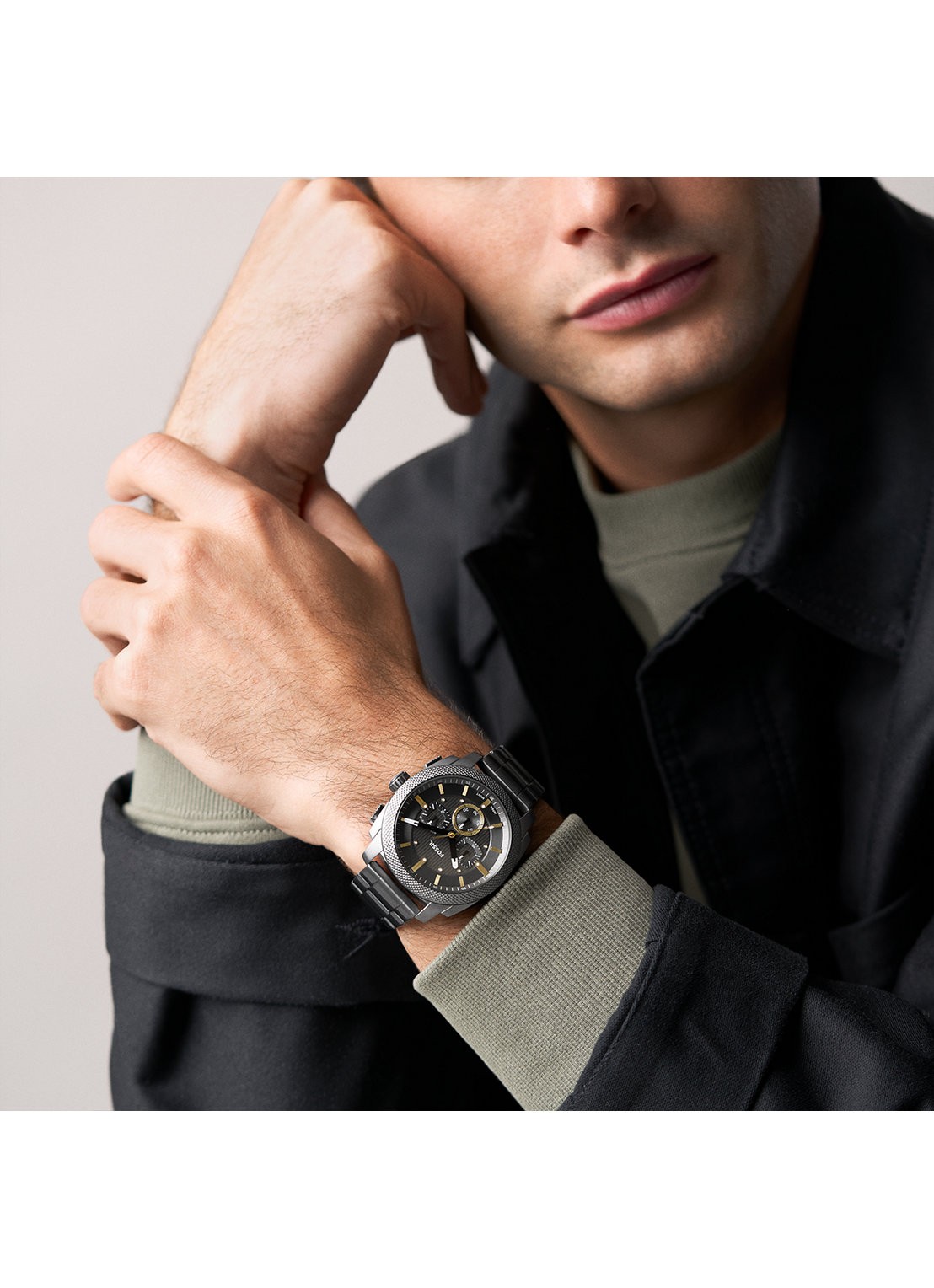 Fossil Machine horloge FS6160 - detail 5 antraciet