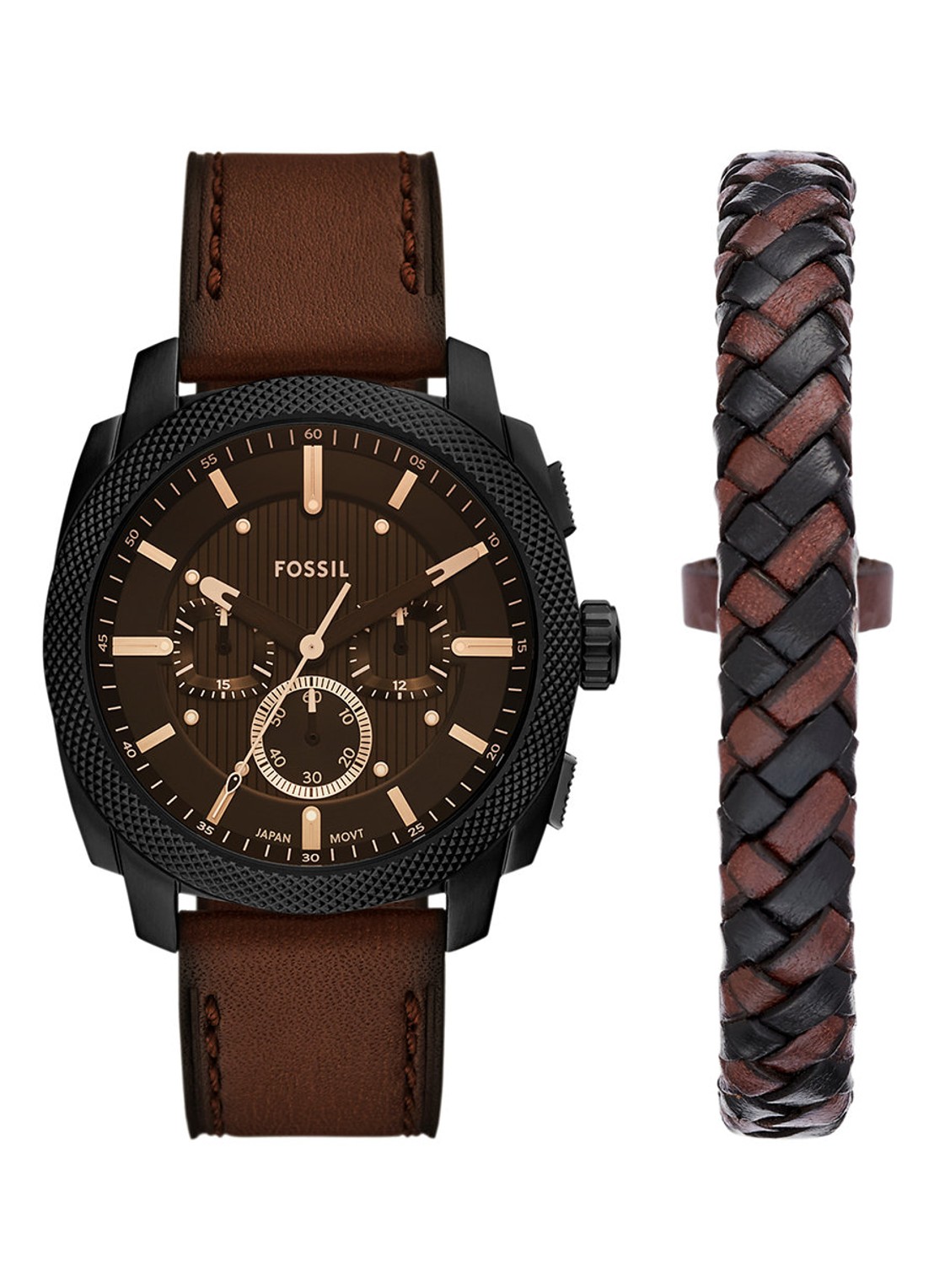 Fossil Machine horloge met armband in set van 2FS6102SET - voorkant 6 zwart
