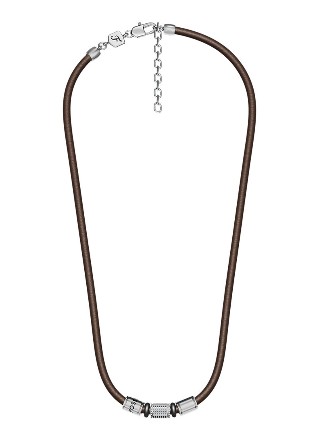 Fossil Machine ketting van leer JF05007998 - detail 2 bruin