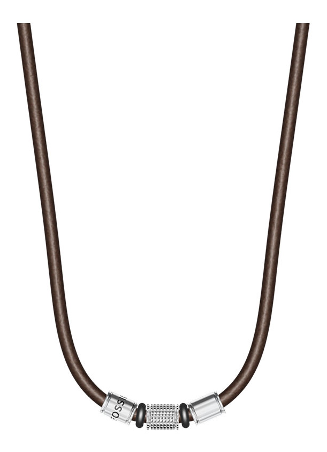 Fossil Machine ketting van leer JF05007998 - voorkant 5 bruin