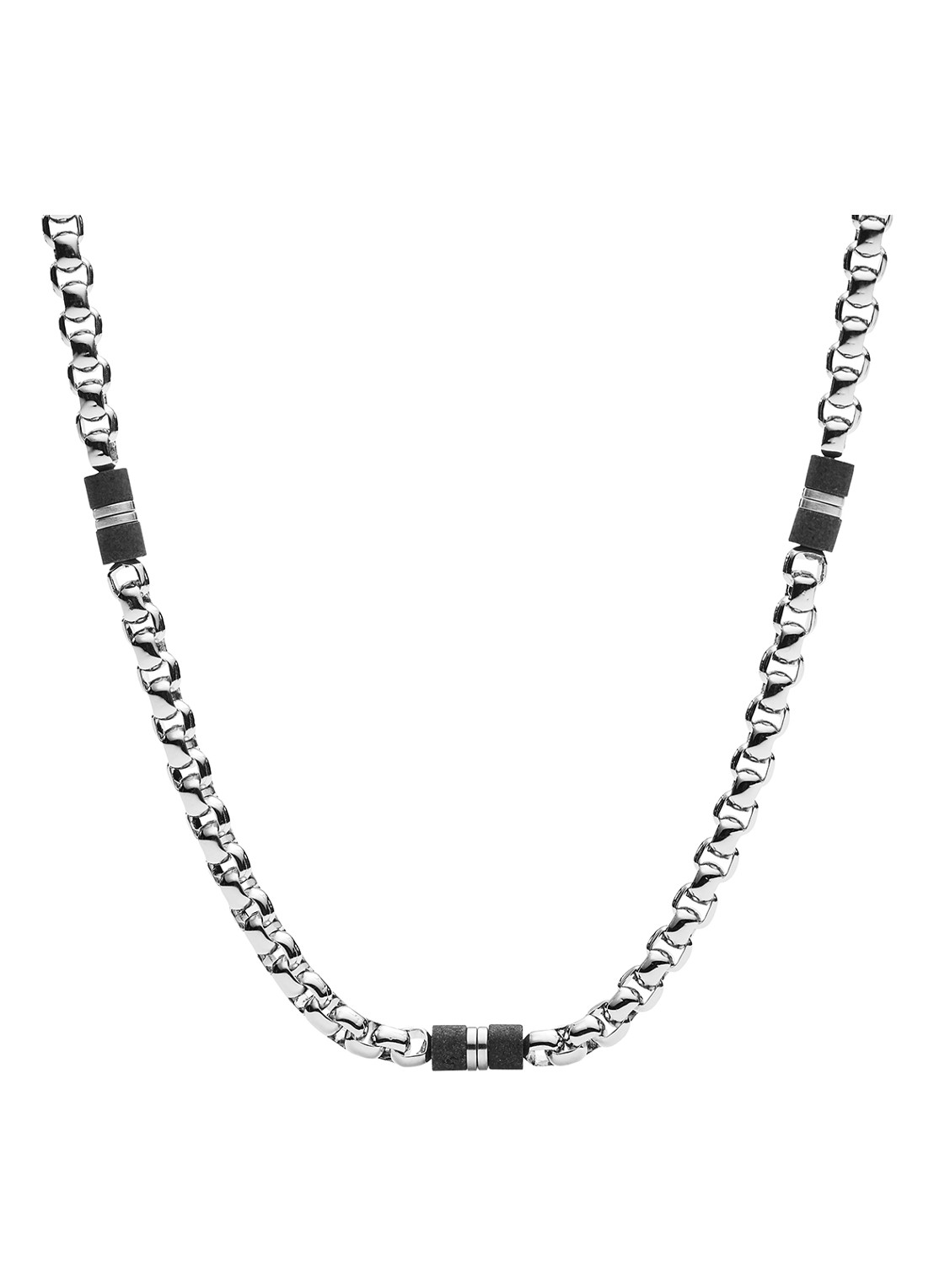 Fossil Mens Dress schakelketting van roestvrij staal - voorkant 2 zilver