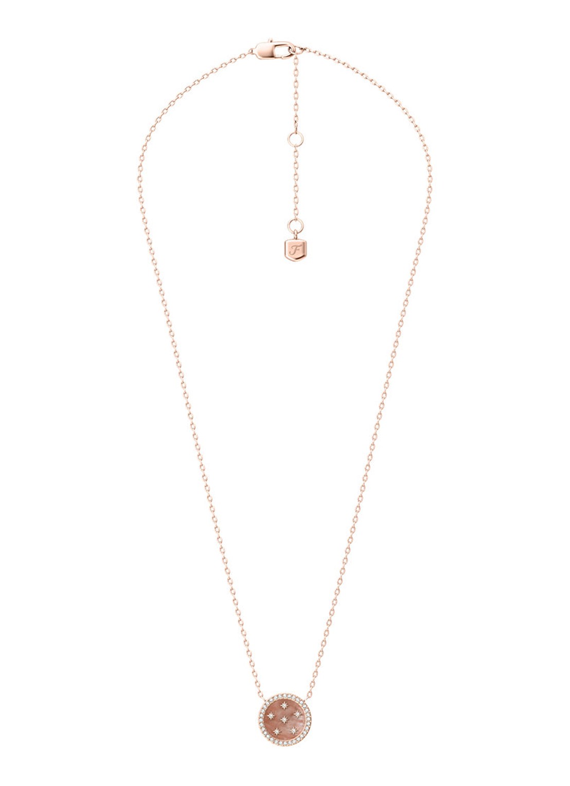 Fossil Merrit ketting met parelmoer JF05029791 - detail 2 roségoud