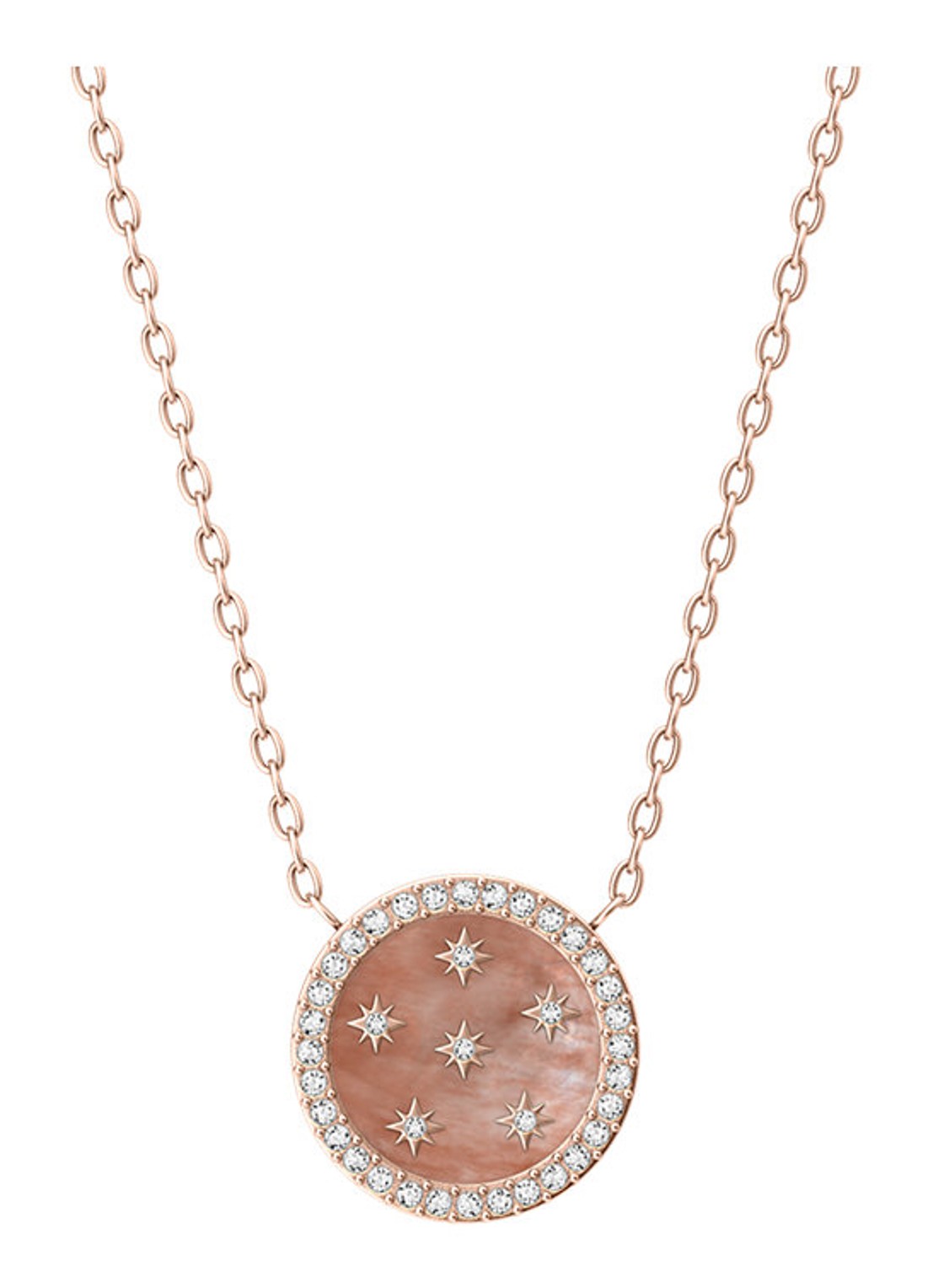 Fossil Merrit ketting met parelmoer JF05029791 - voorkant 5 roségoud
