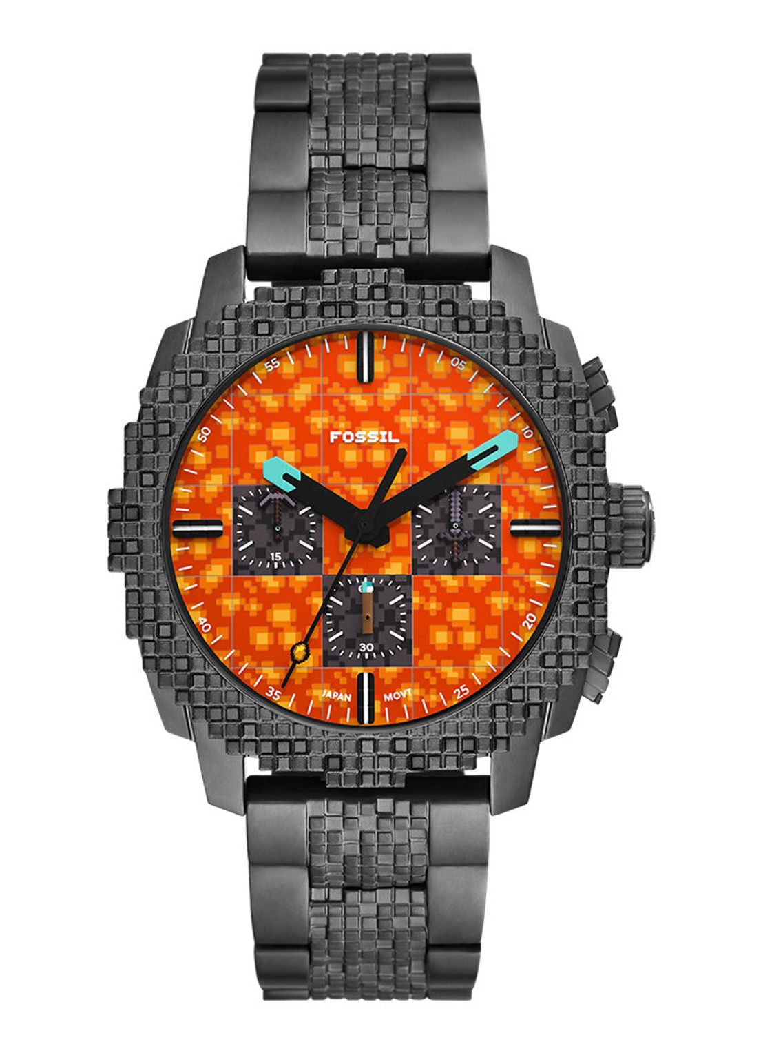 Fossil Minecraft horloge LE1251 - Limited Edition - voorkant 6 antraciet