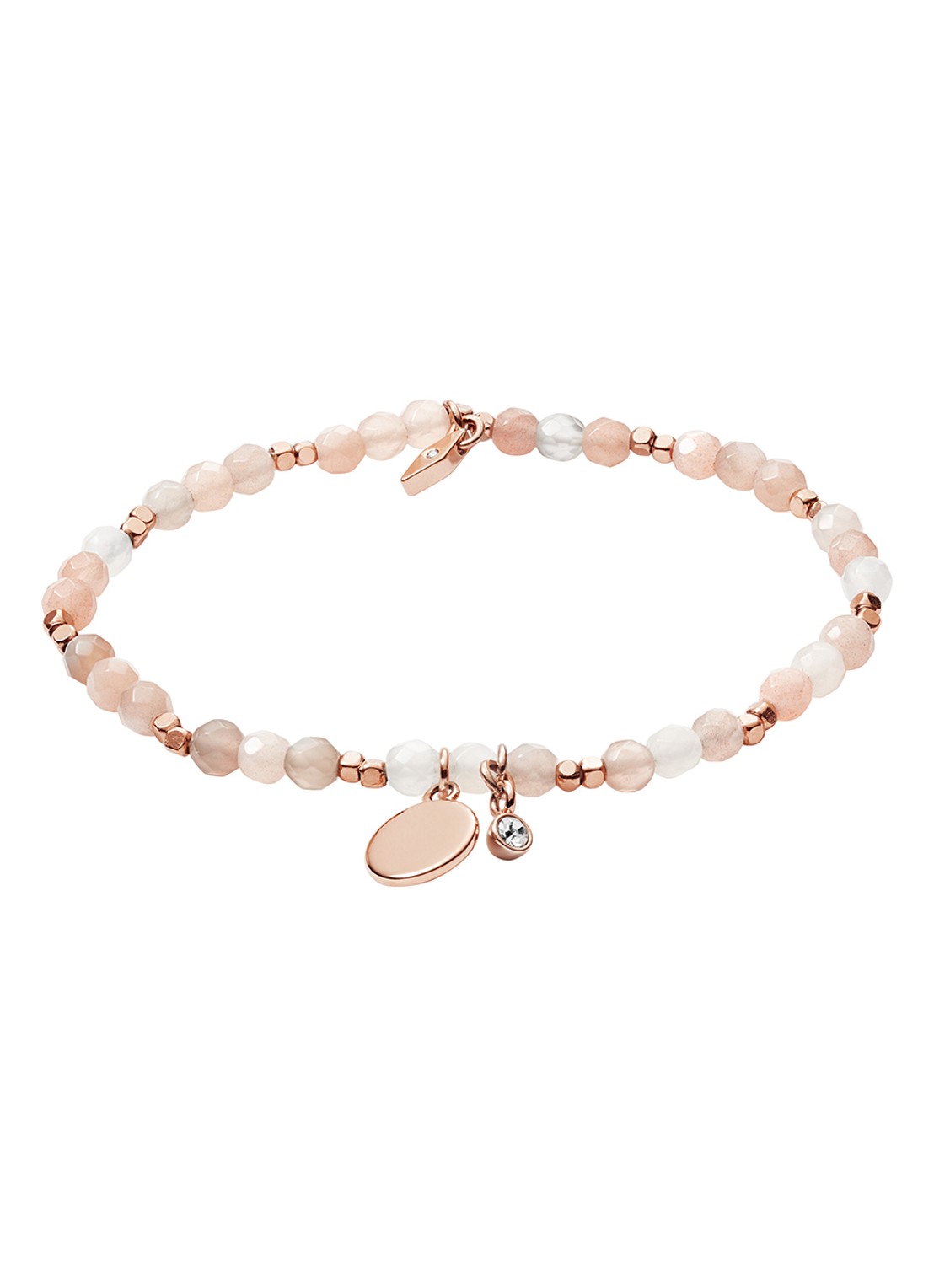 Fossil Motifs armband van  messing en halfedelsteen JA6945791 - voorkant roségoud