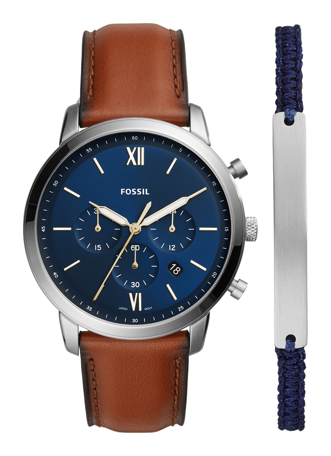 Fossil Neutra Chrono Horloge set 2-delig FS5708SET - voorkant 4 zilver