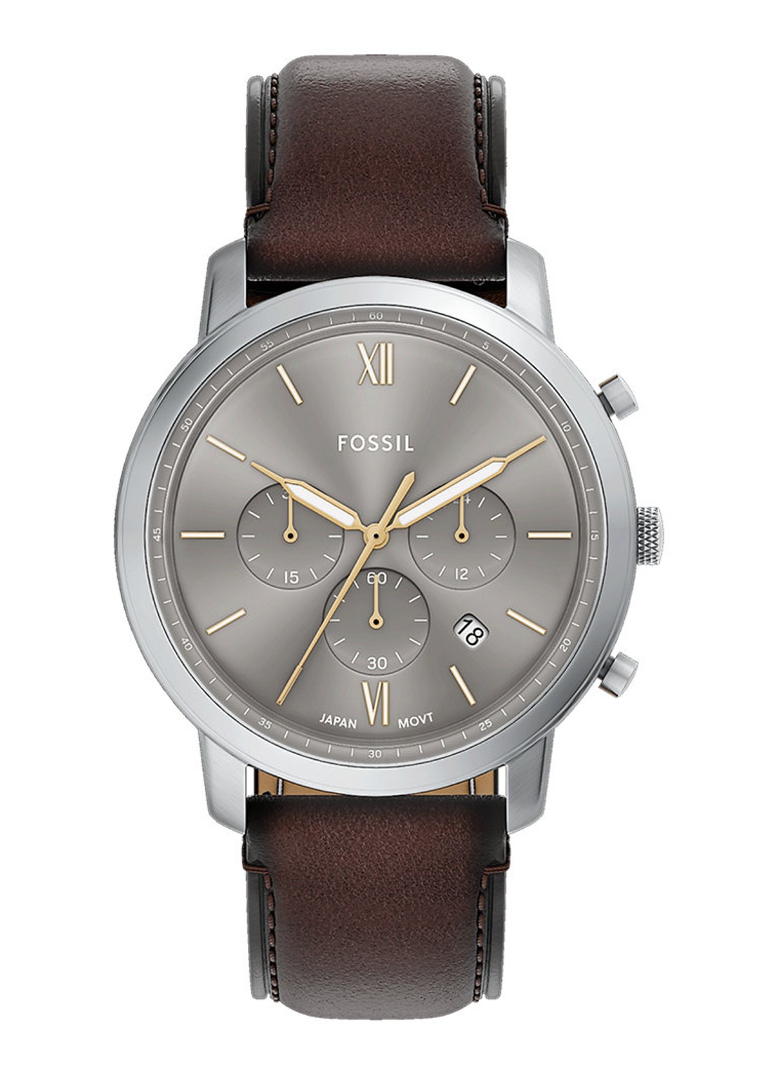 Fossil Neutra horloge FS6129 - voorkant zilver