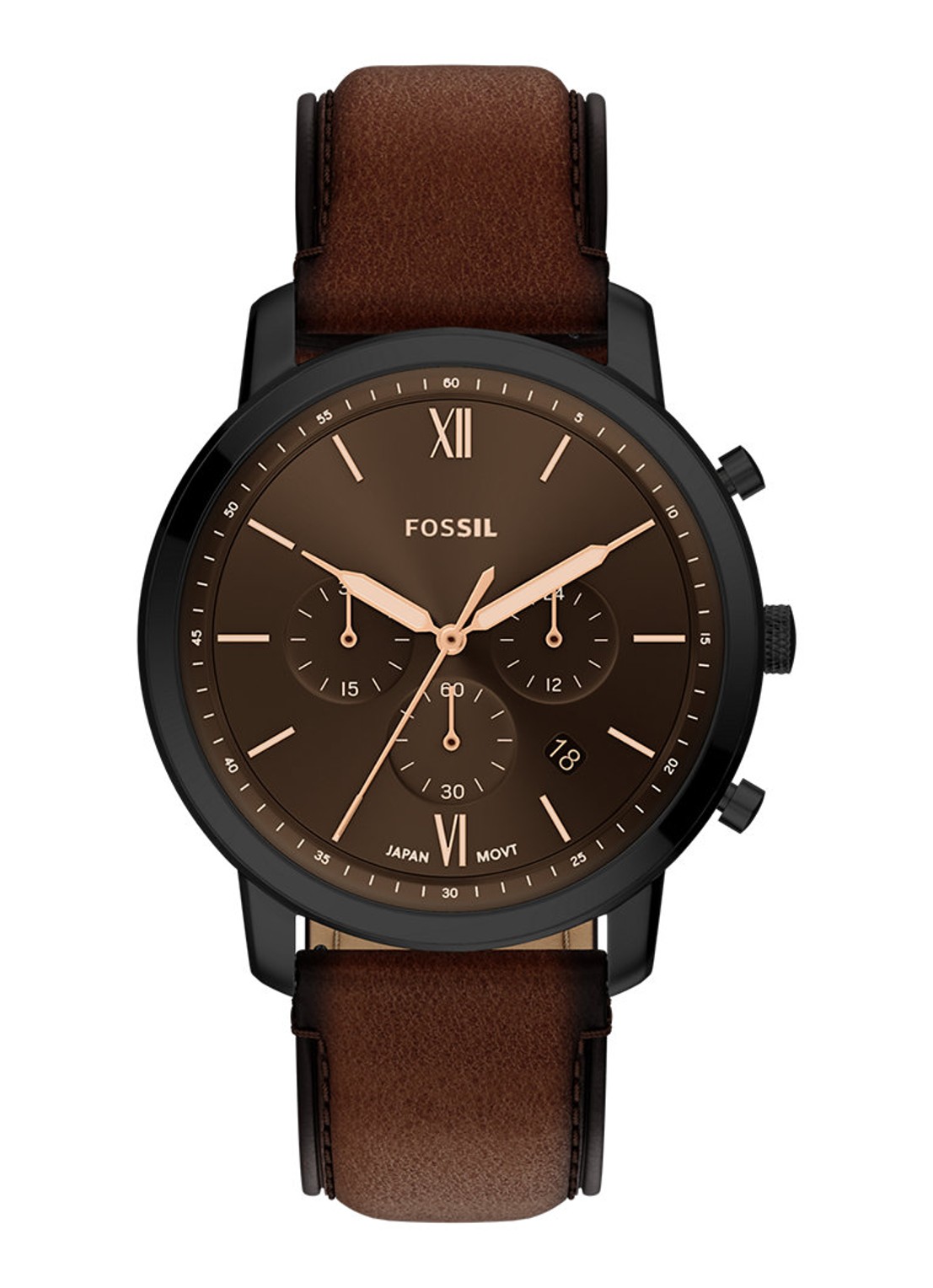 Fossil Neutra horloge FS6163 - voorkant 6 antraciet
