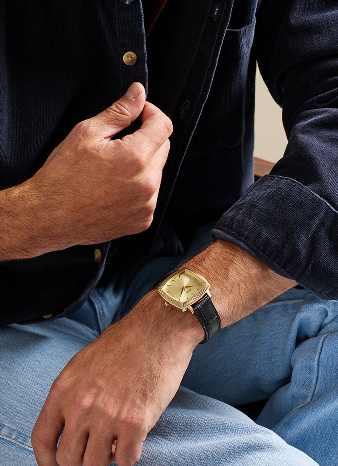 Fossil Nick Jonas x Machine Luxe horloge LE1214 - Limited Edition - voorkant 6 goud