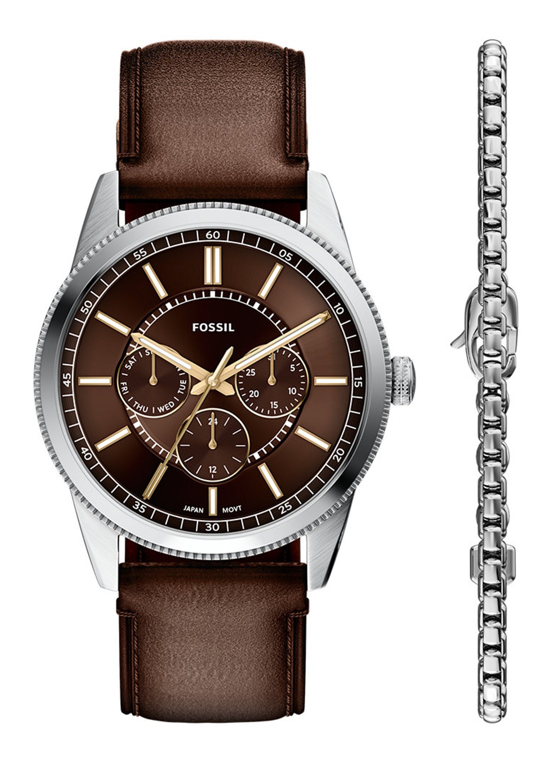 Fossil Pearson horloge en armband set van 2 FS6226SET - voorkant 6 zilver