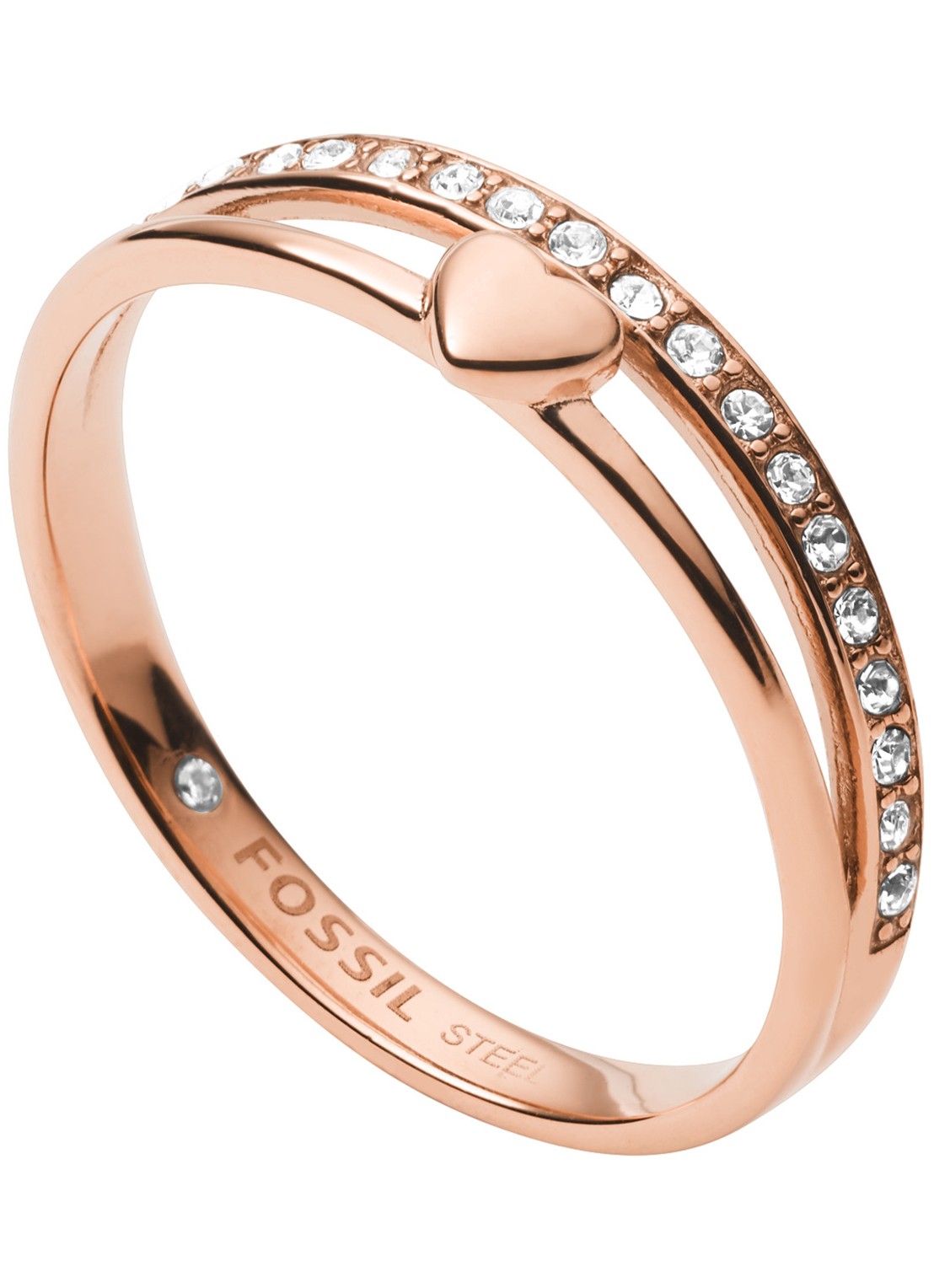 Fossil Ring met glassteen JF03460791 - detail 2 roségoud
