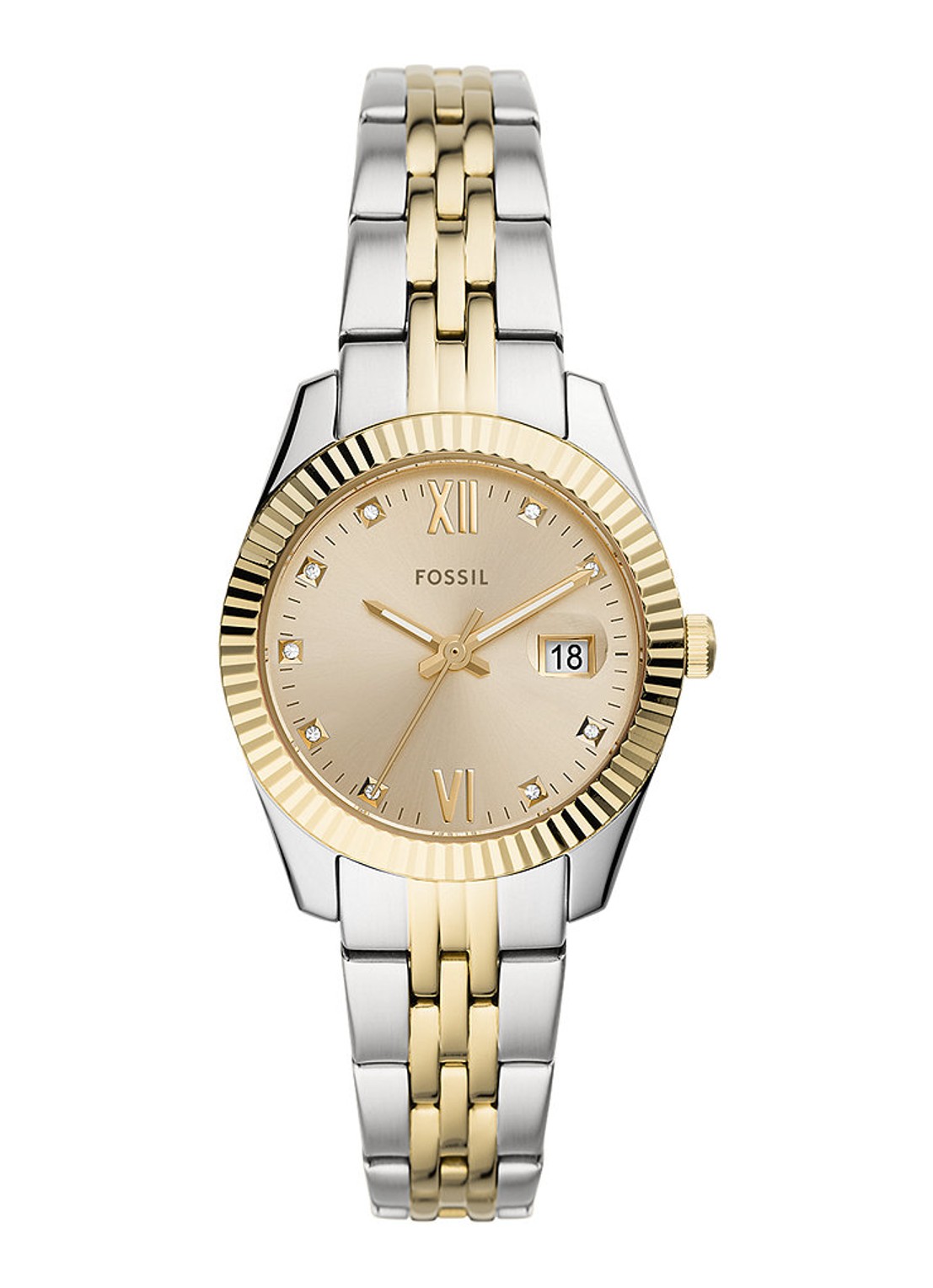 Fossil Scarlette Mini horloge ES4949 - voorkant 5 goud