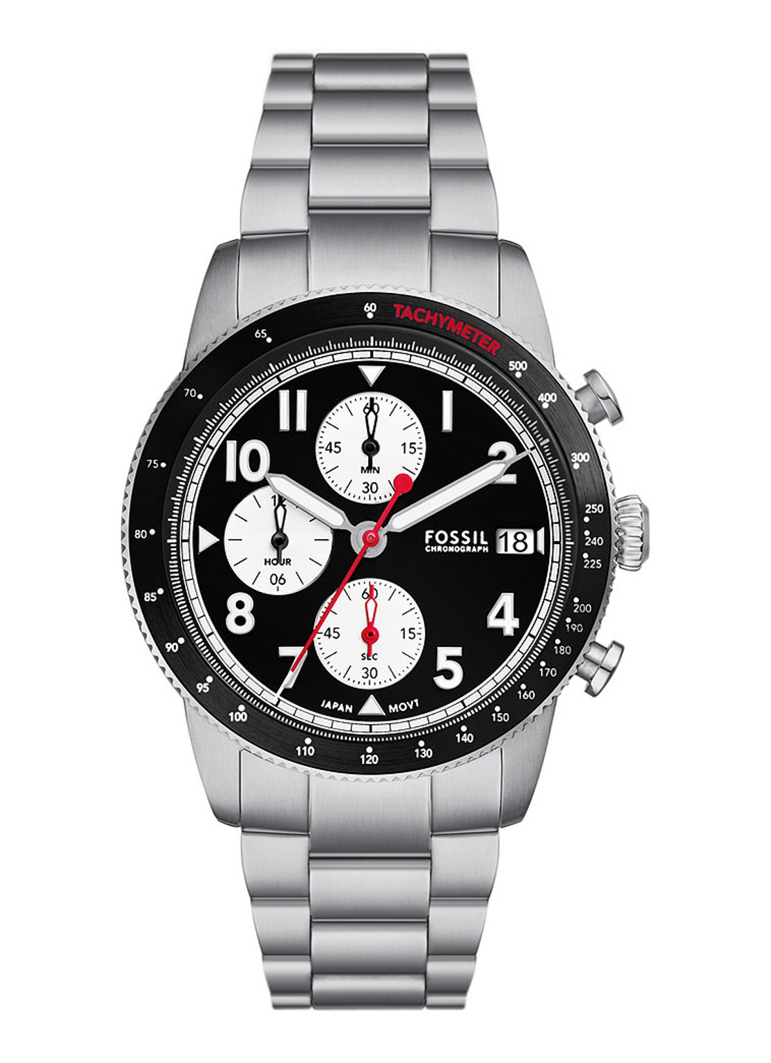 Fossil Sport Tourer horloge FS6045 - voorkant zilver
