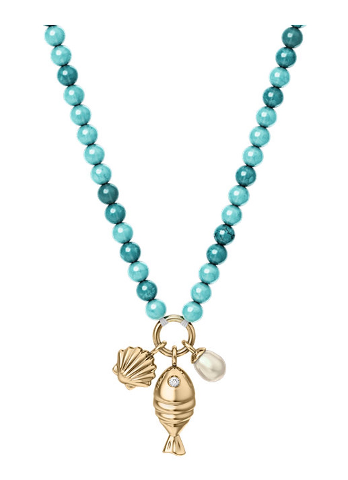Fossil Sutton ketting  JA7318710 - voorkant goud