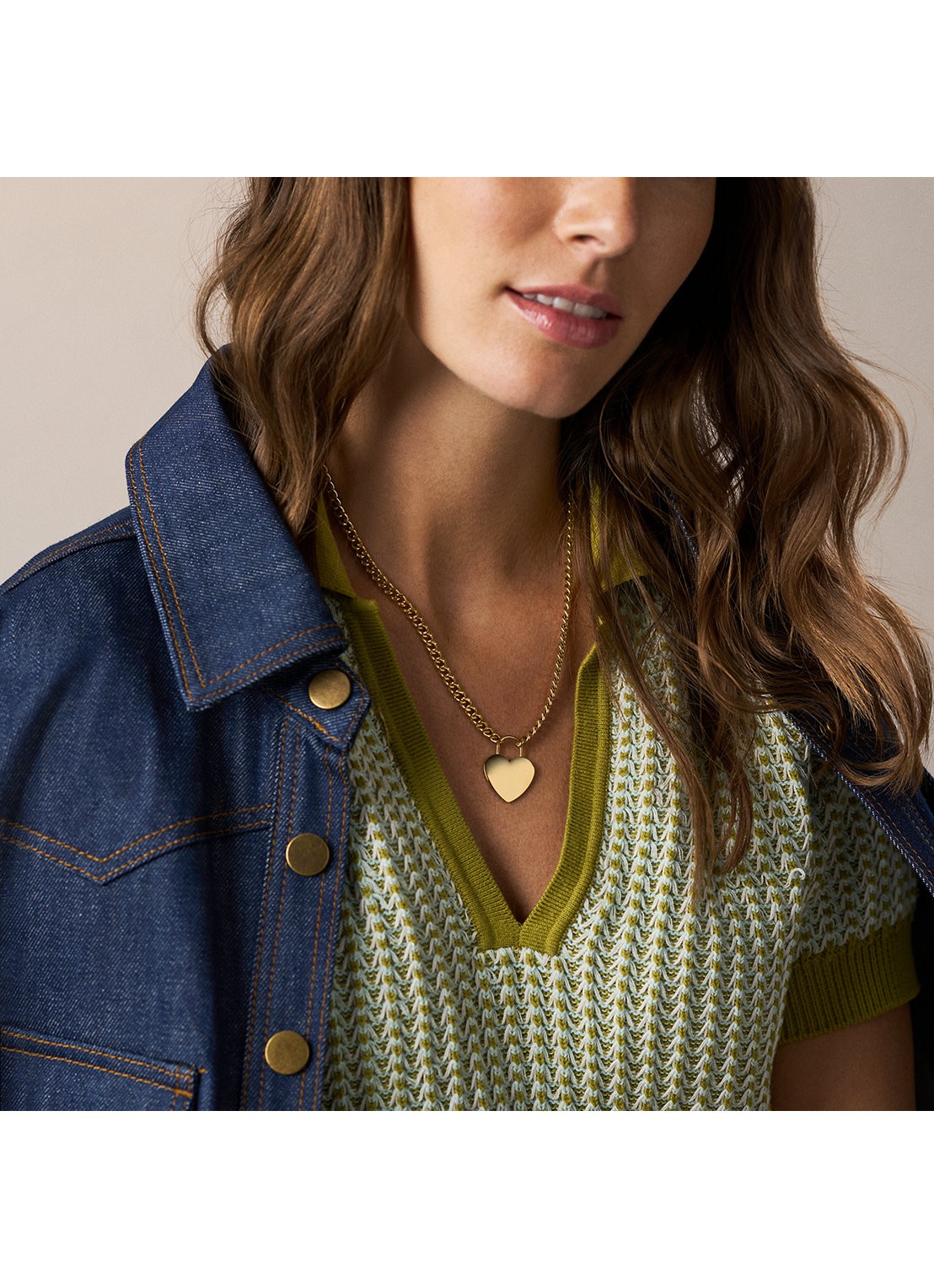 Fossil Sutton ketting JF04958710 - detail 5 goud