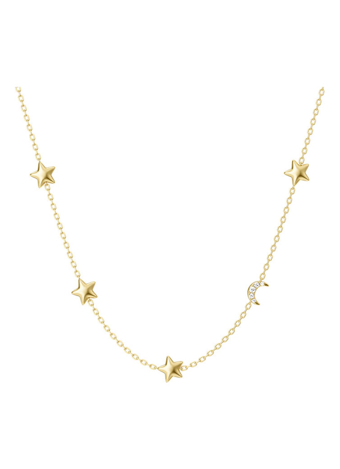 Fossil Sutton ketting met zirkonia JA7337710 - voorkant 5 goud