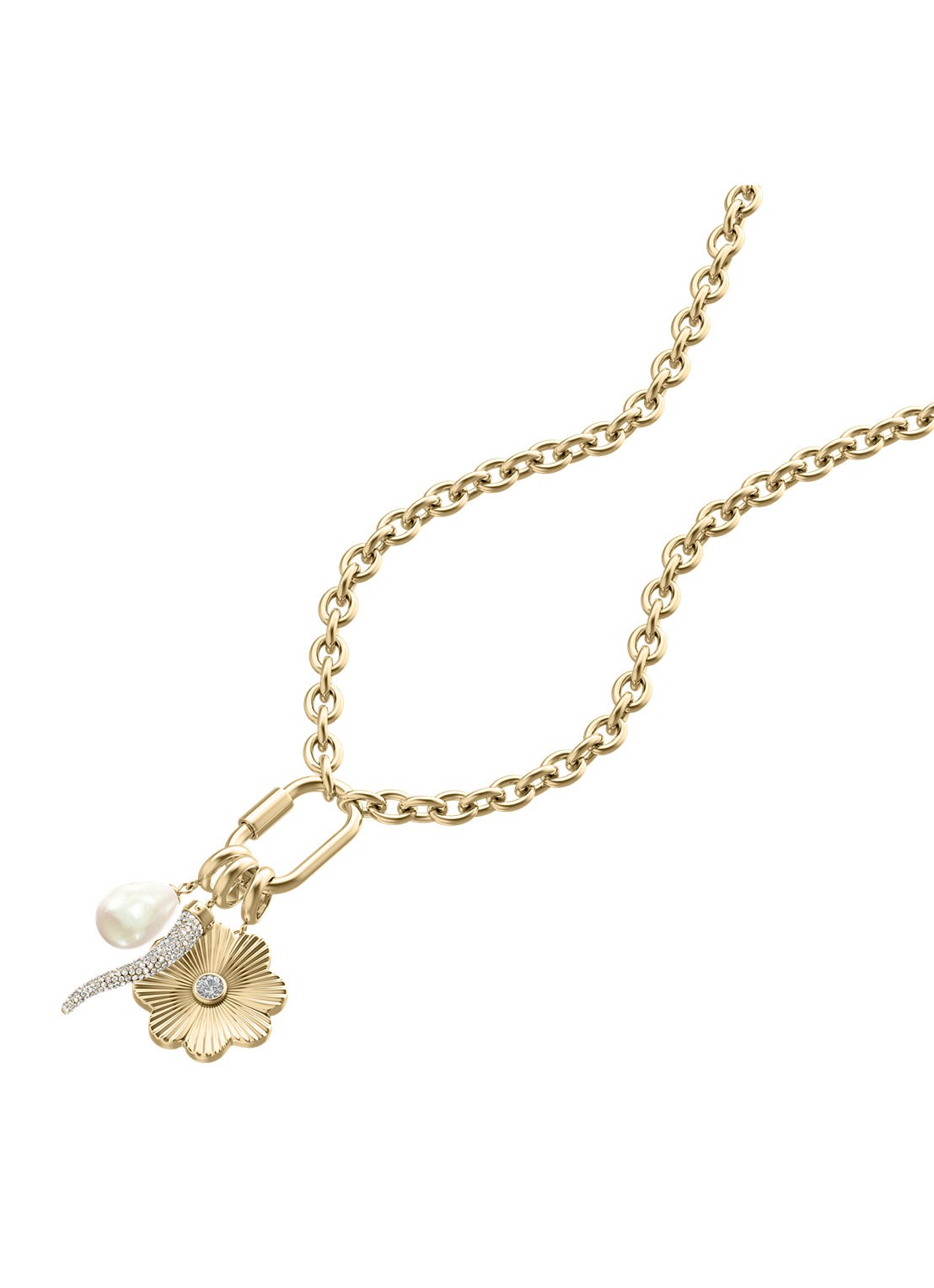 Fossil Sutton ketting met zirkonia JF05021710 - detail goud