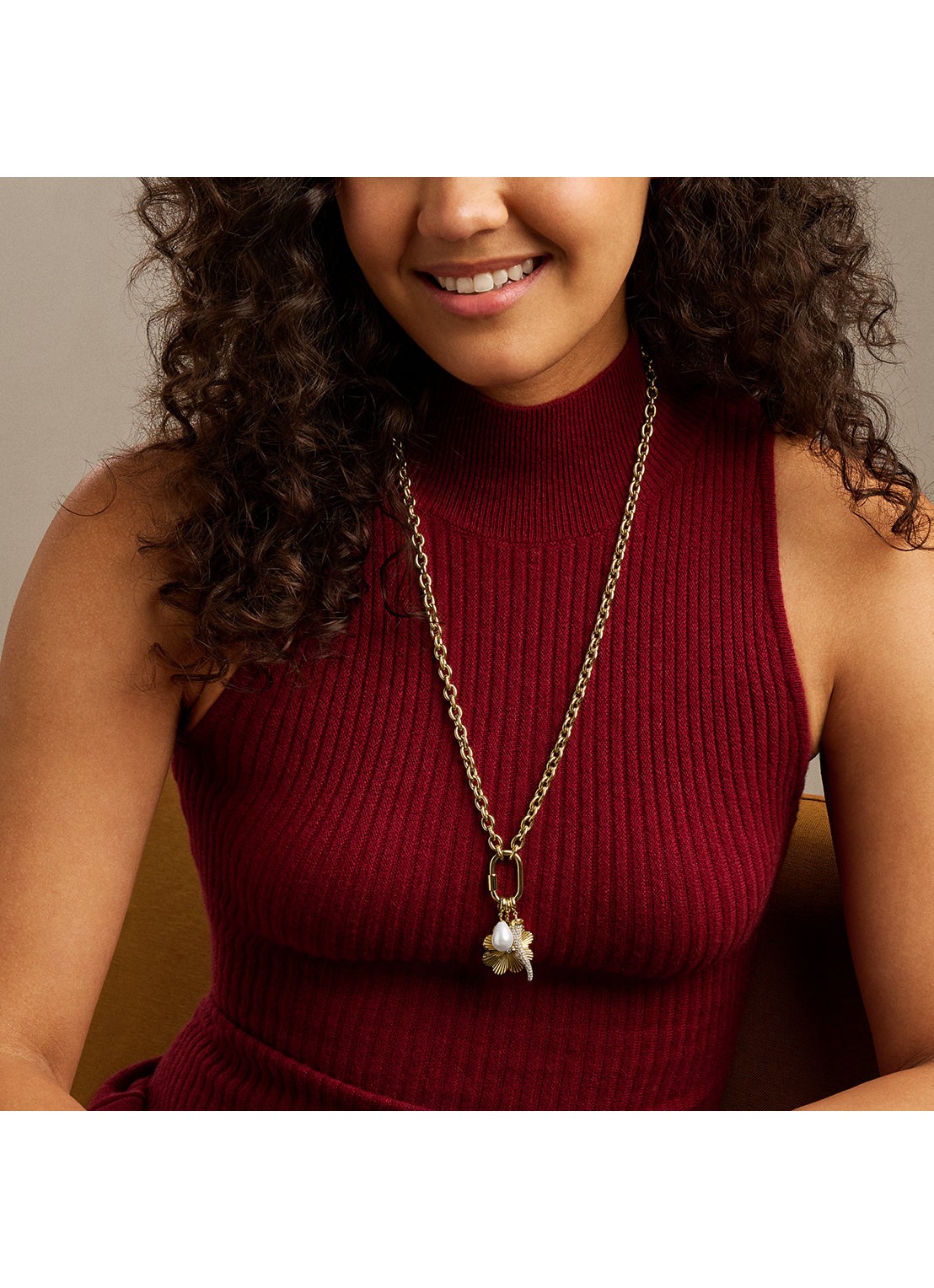 Fossil Sutton ketting met zirkonia JF05021710 - detail 5 goud