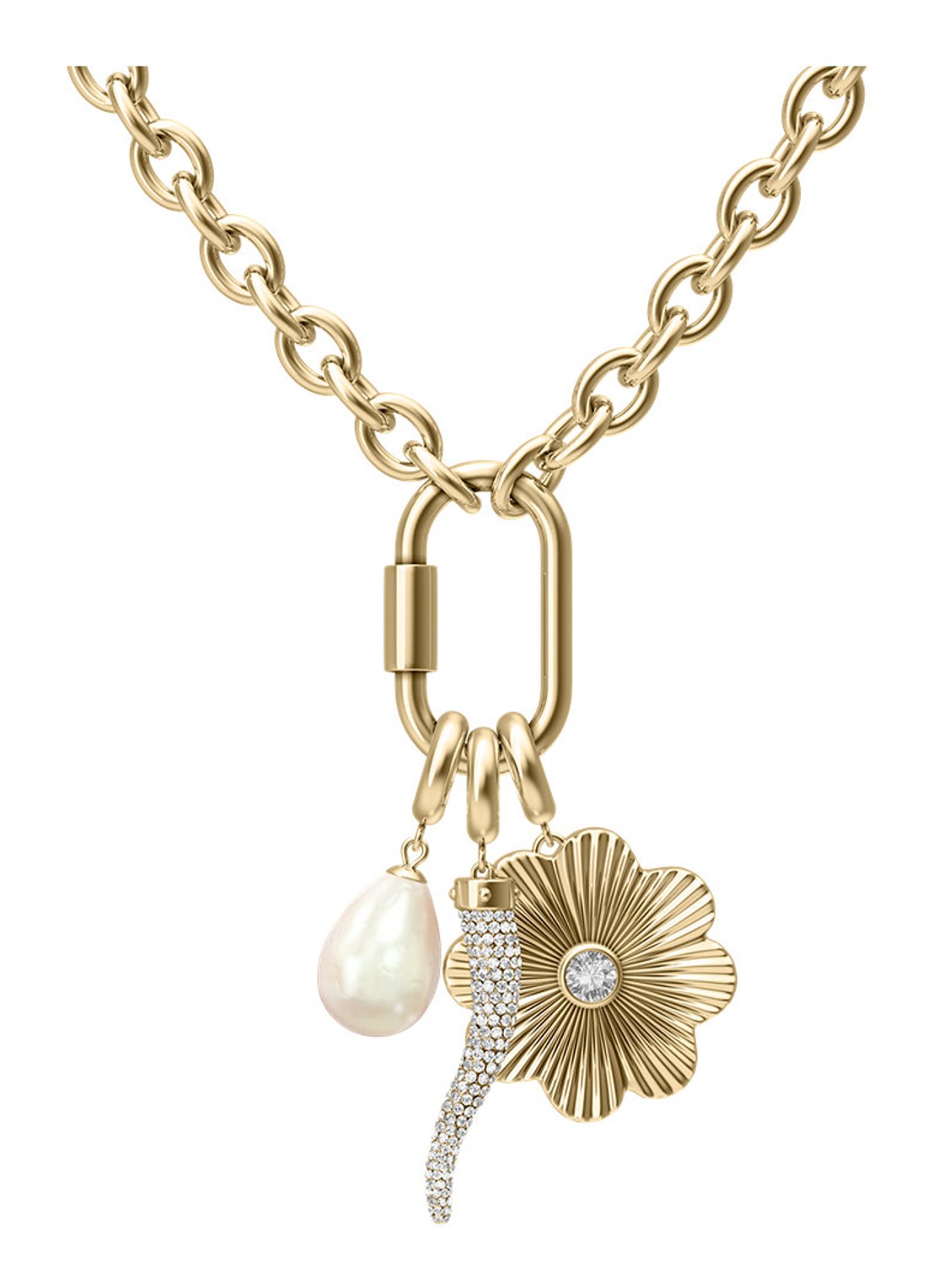 Fossil Sutton ketting met zirkonia JF05021710 - voorkant 6 goud