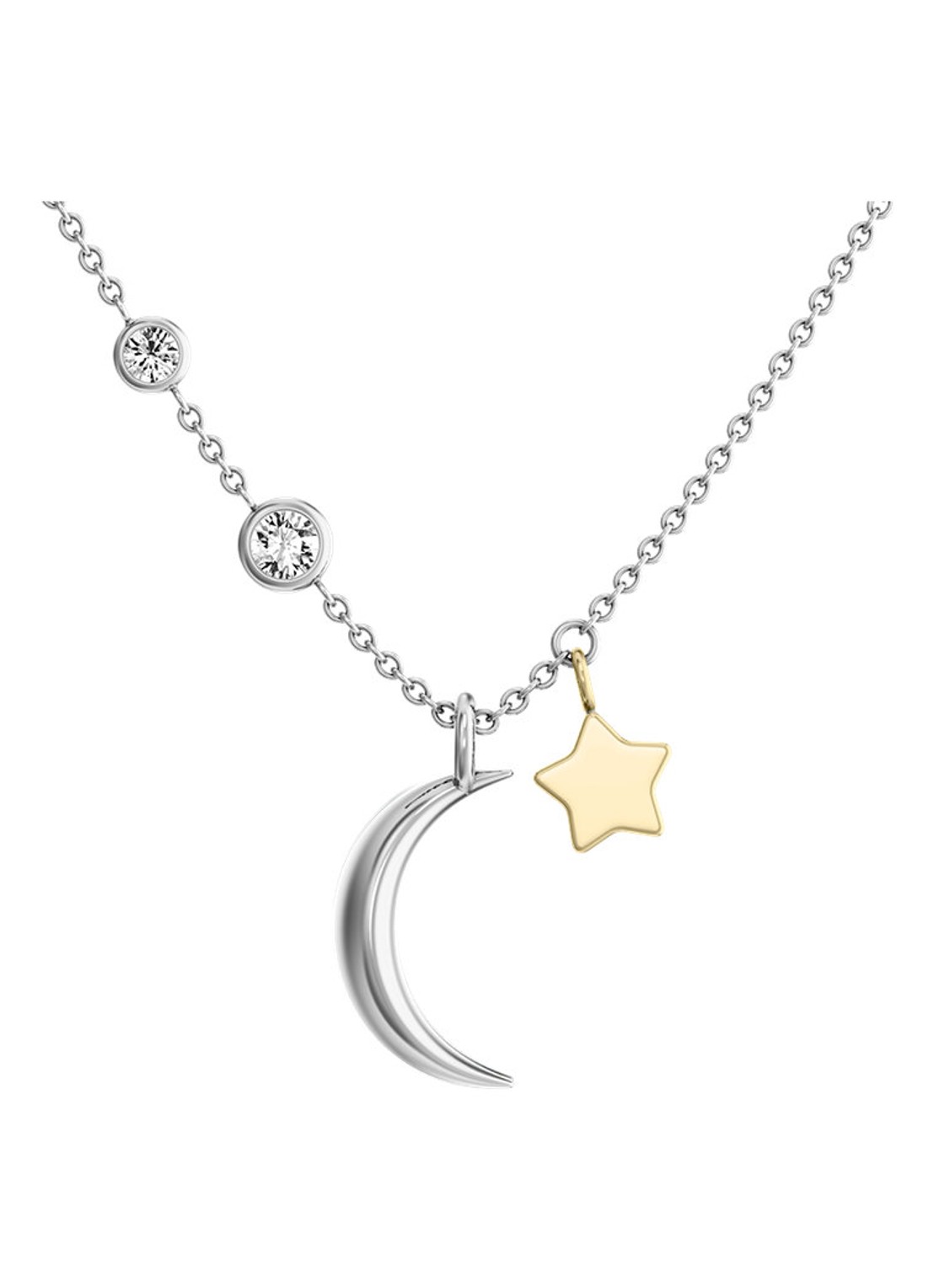 Fossil Sutton ketting met zirkonia JF05036998 - voorkant 5 zilver