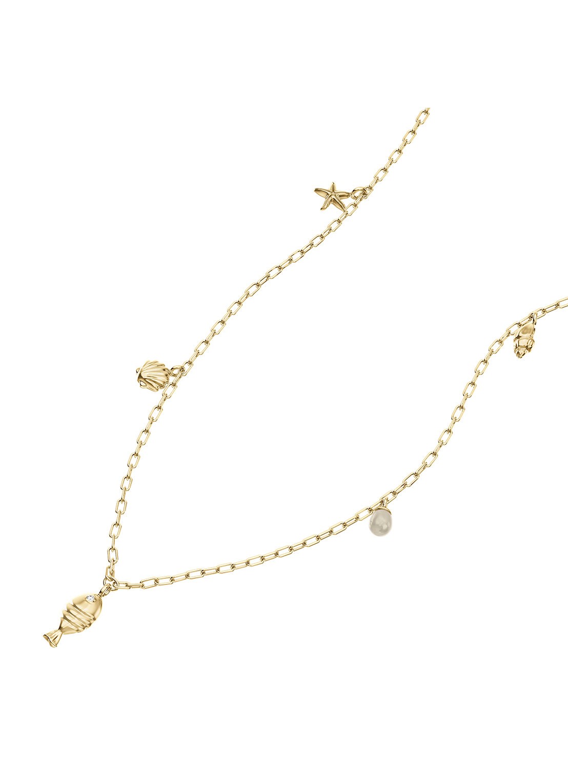 Fossil Sutton ketting verguld JA7317710 - detail goud