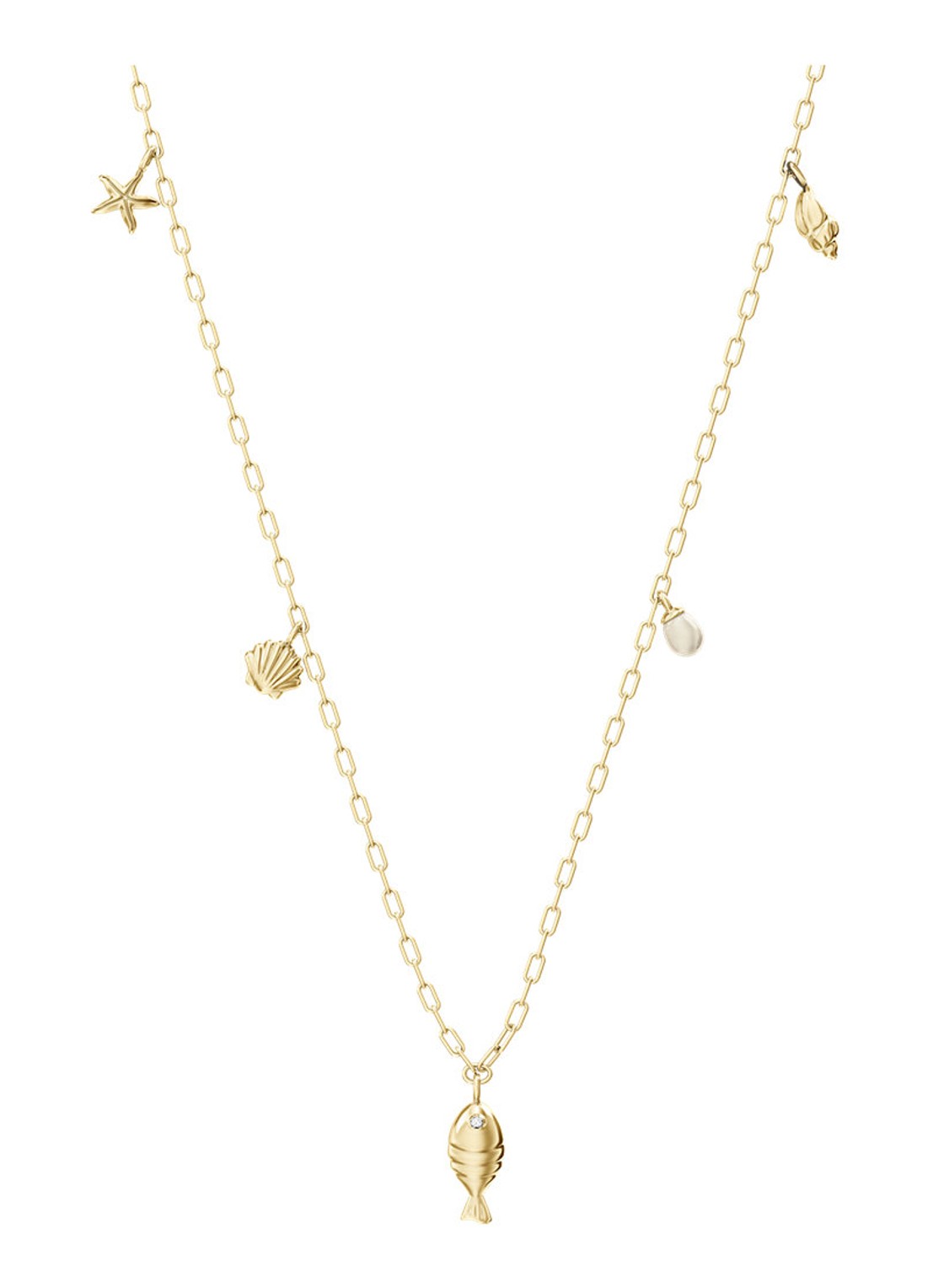 Fossil Sutton ketting verguld JA7317710 - voorkant 5 goud