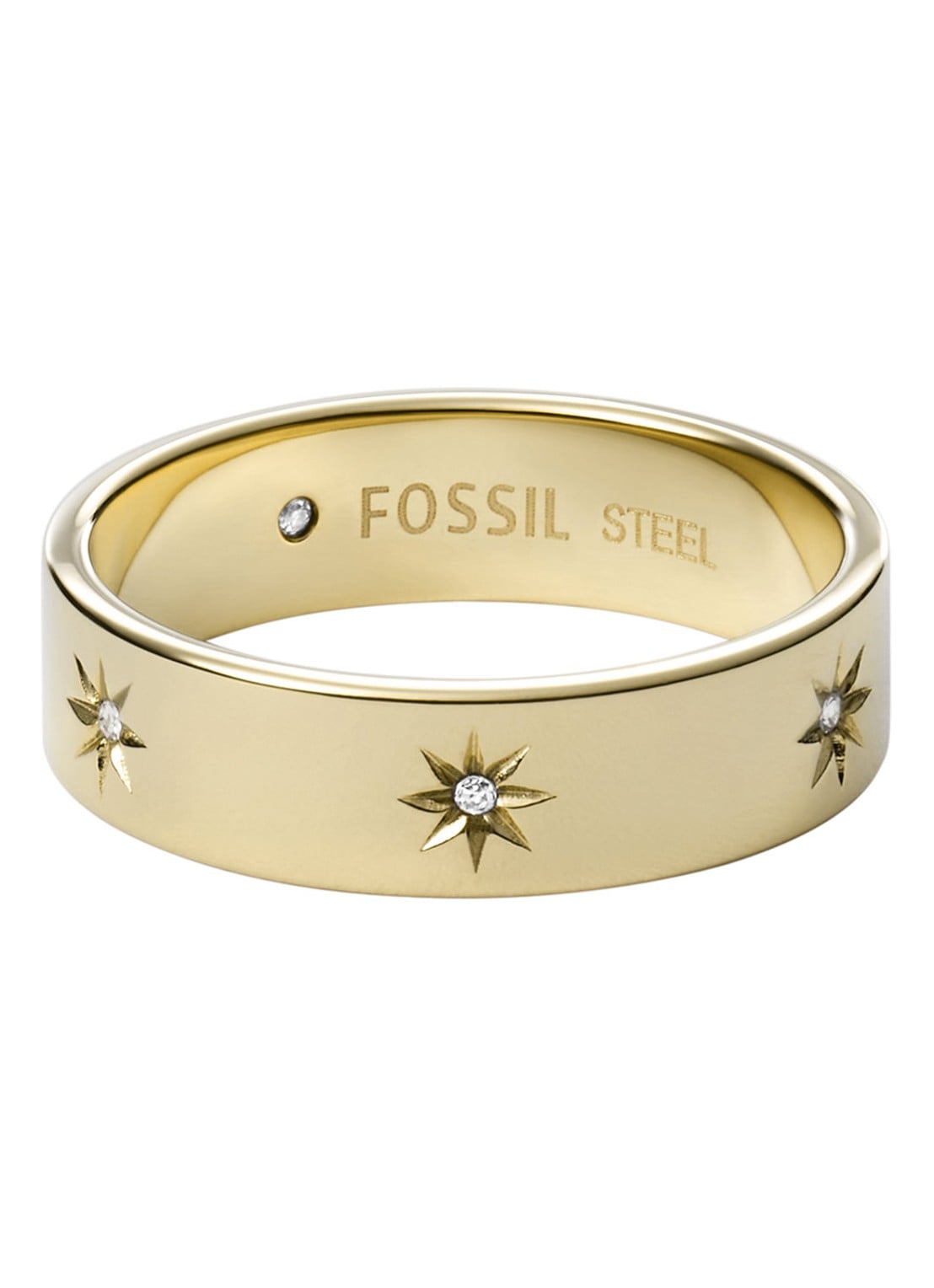 Fossil Sutton ring met steen JF03874710 - voorkant goud
