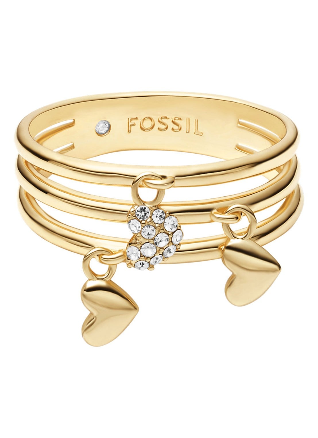 Fossil Sutton ring verguld JA7304710 - voorkant goud