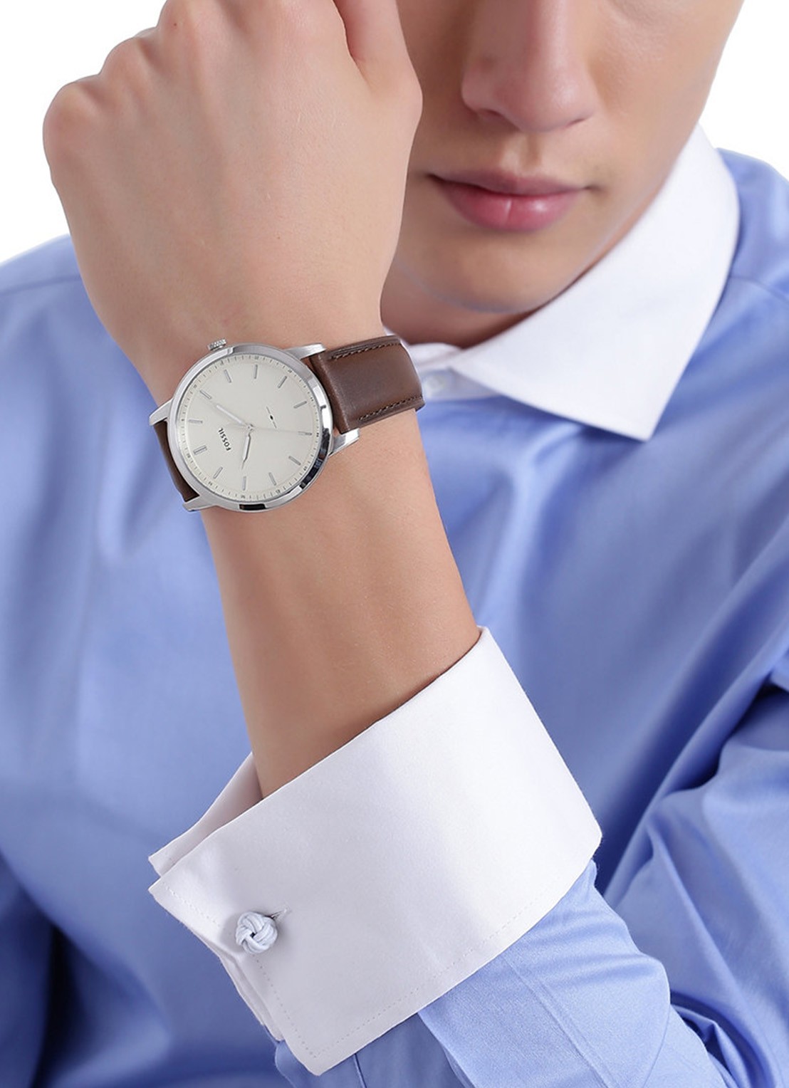 Fossil The Minimalist 3H horloge FS5439 - detail 4 zilver