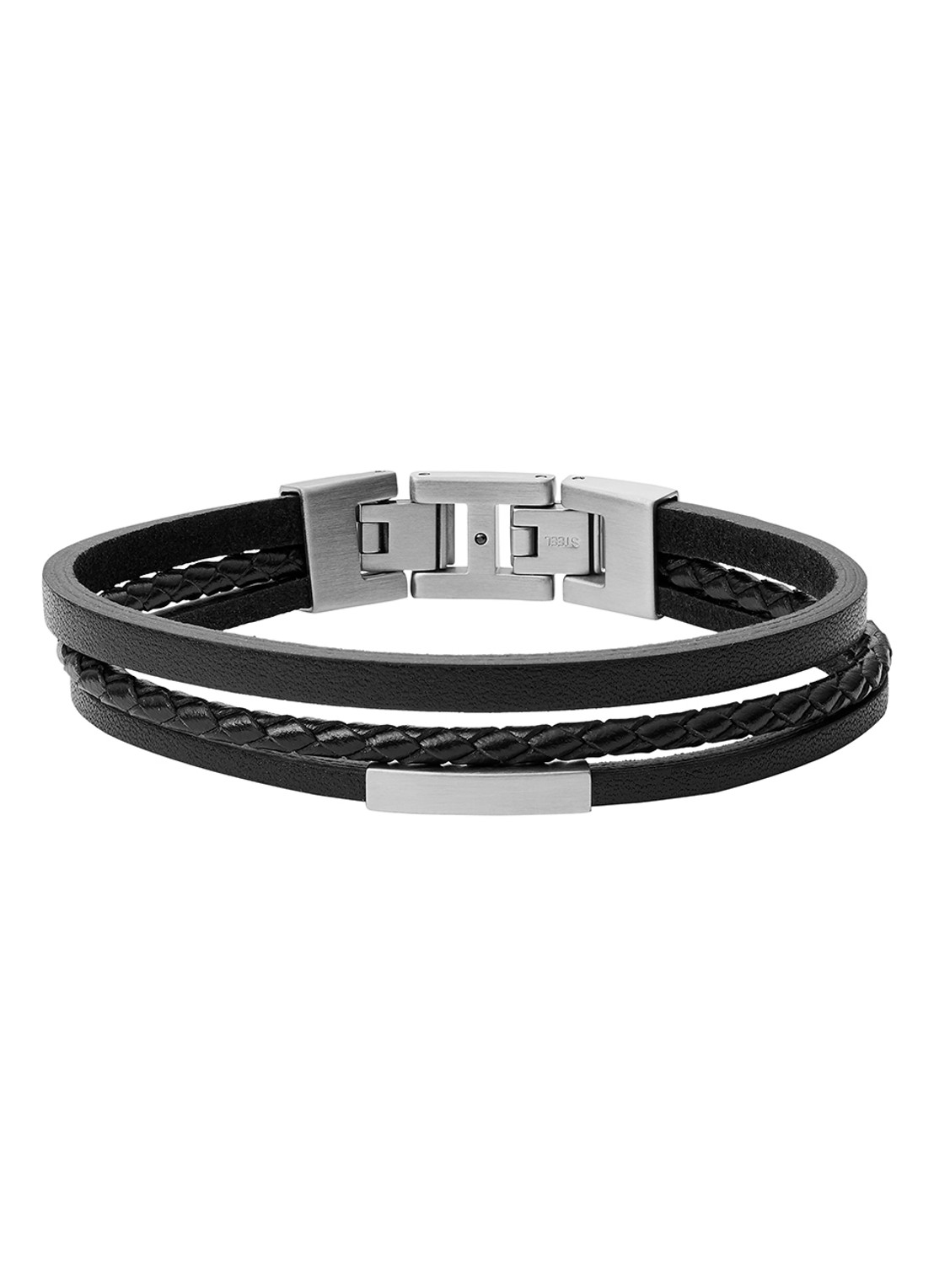Fossil Vintage Casual armband van leer JF03322040 - voorkant zwart