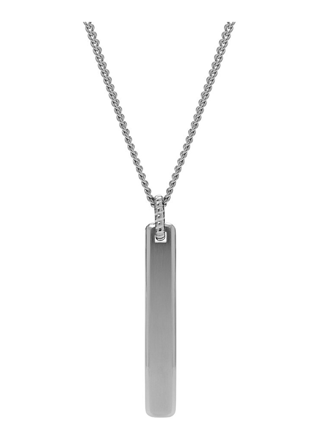 Fossil Vintage Casual schakelketting met hanger JF03988040 - voorkant 2 zilver