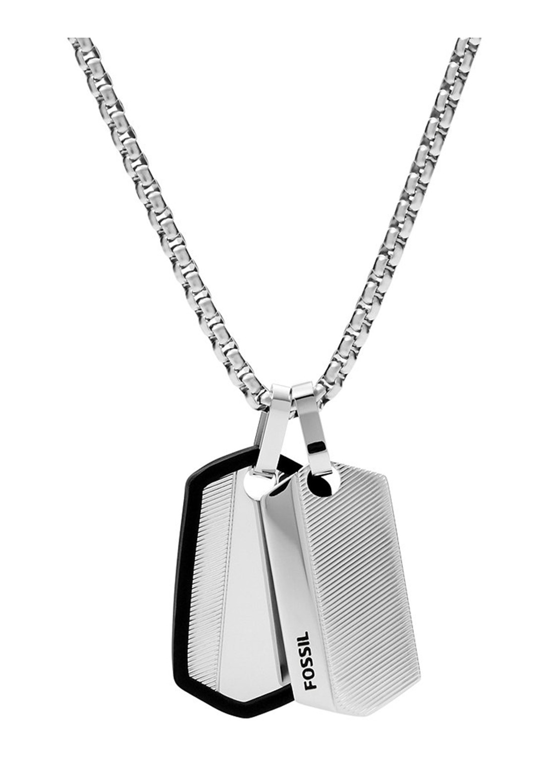 Fossil Vintage Casual schakelketting met hanger JF03996040 - voorkant zilver