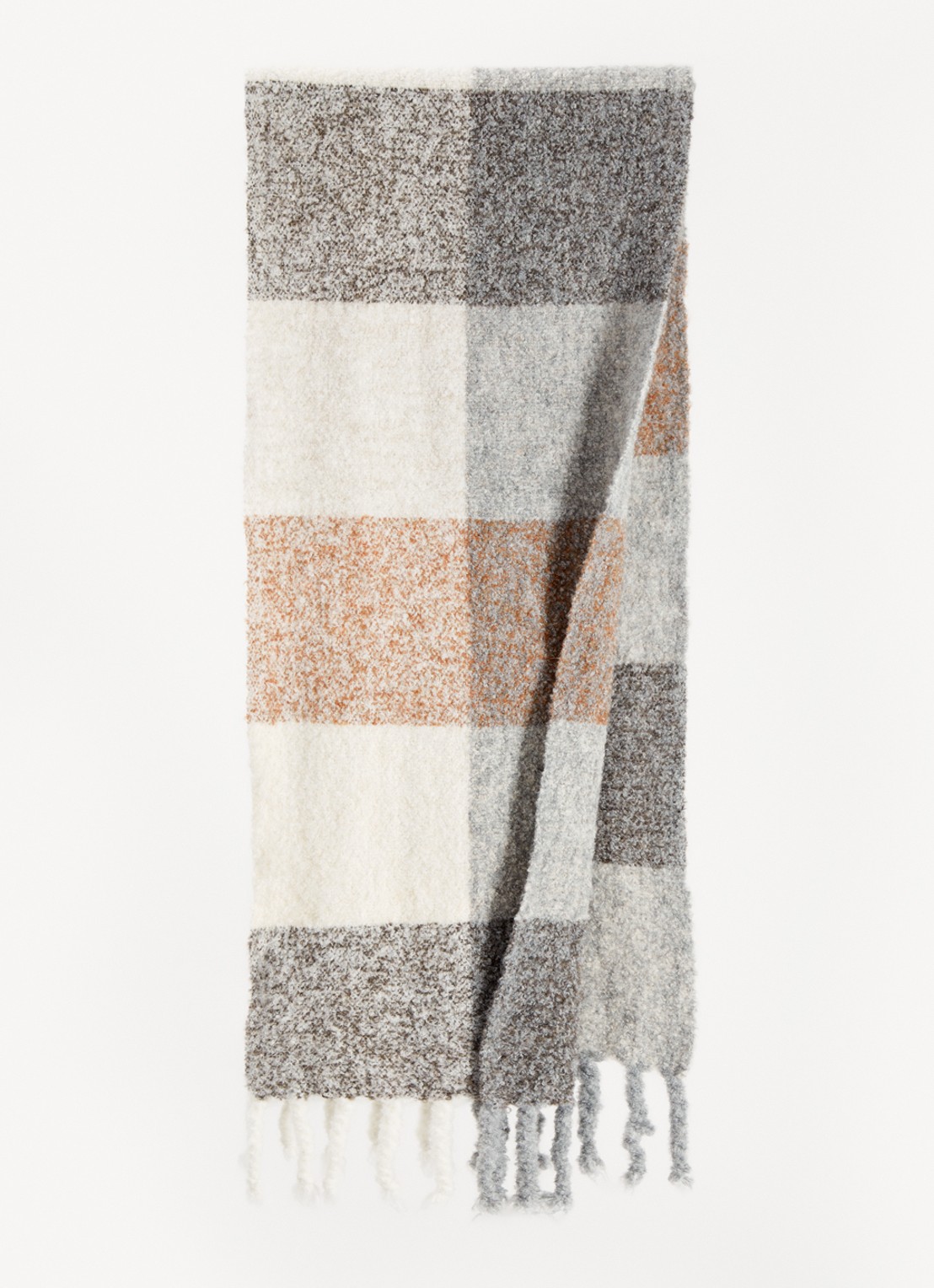 Fraas Grofgebreide sjaal met franjes 40 x 200 cm  - detail creme