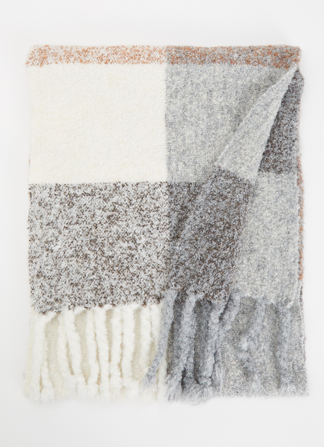 Fraas Grofgebreide sjaal met franjes 40 x 200 cm  - voorkant 3 creme