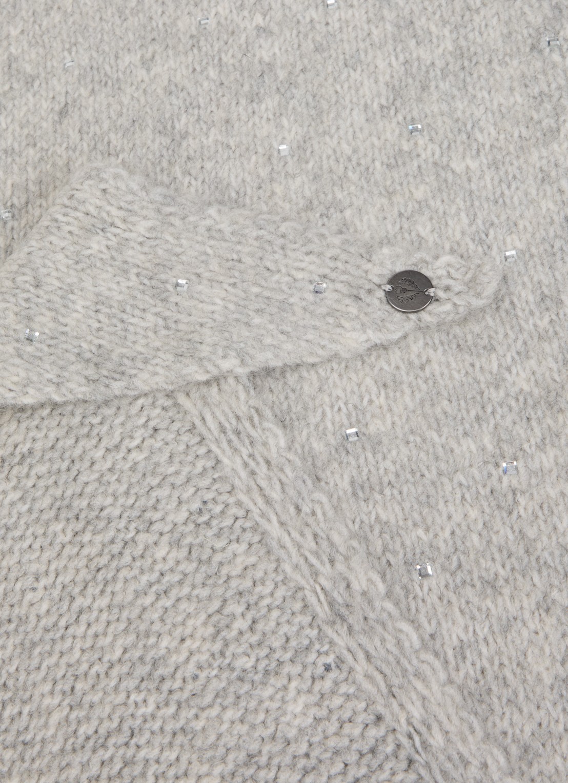 Fraas Sjaal in scheerwolblend met strass 130 x 30 cm - detail grijs