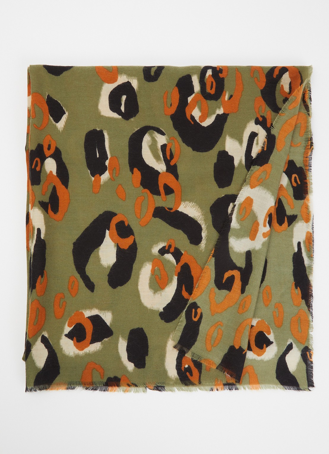 Fraas Sjaal met dierenprint 70 x 190 cm  - voorkant groen