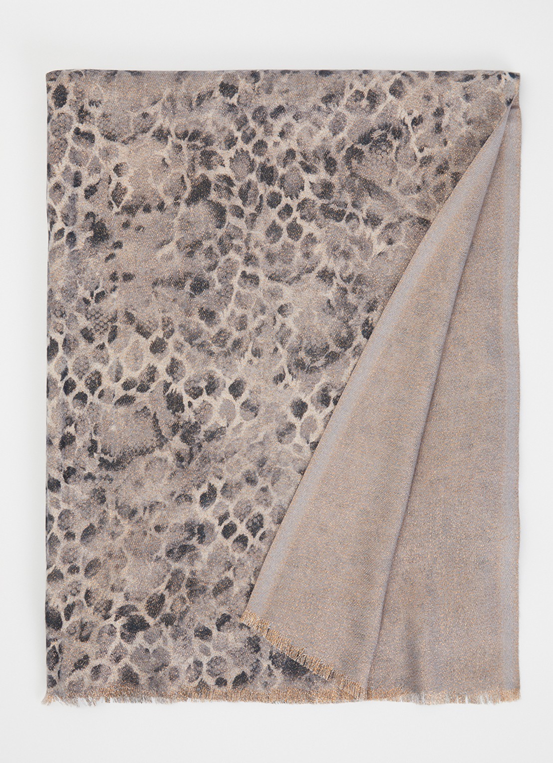 Fraas Sjaal met dierenprint en glitter 70 x 190 cm  - voorkant grijs