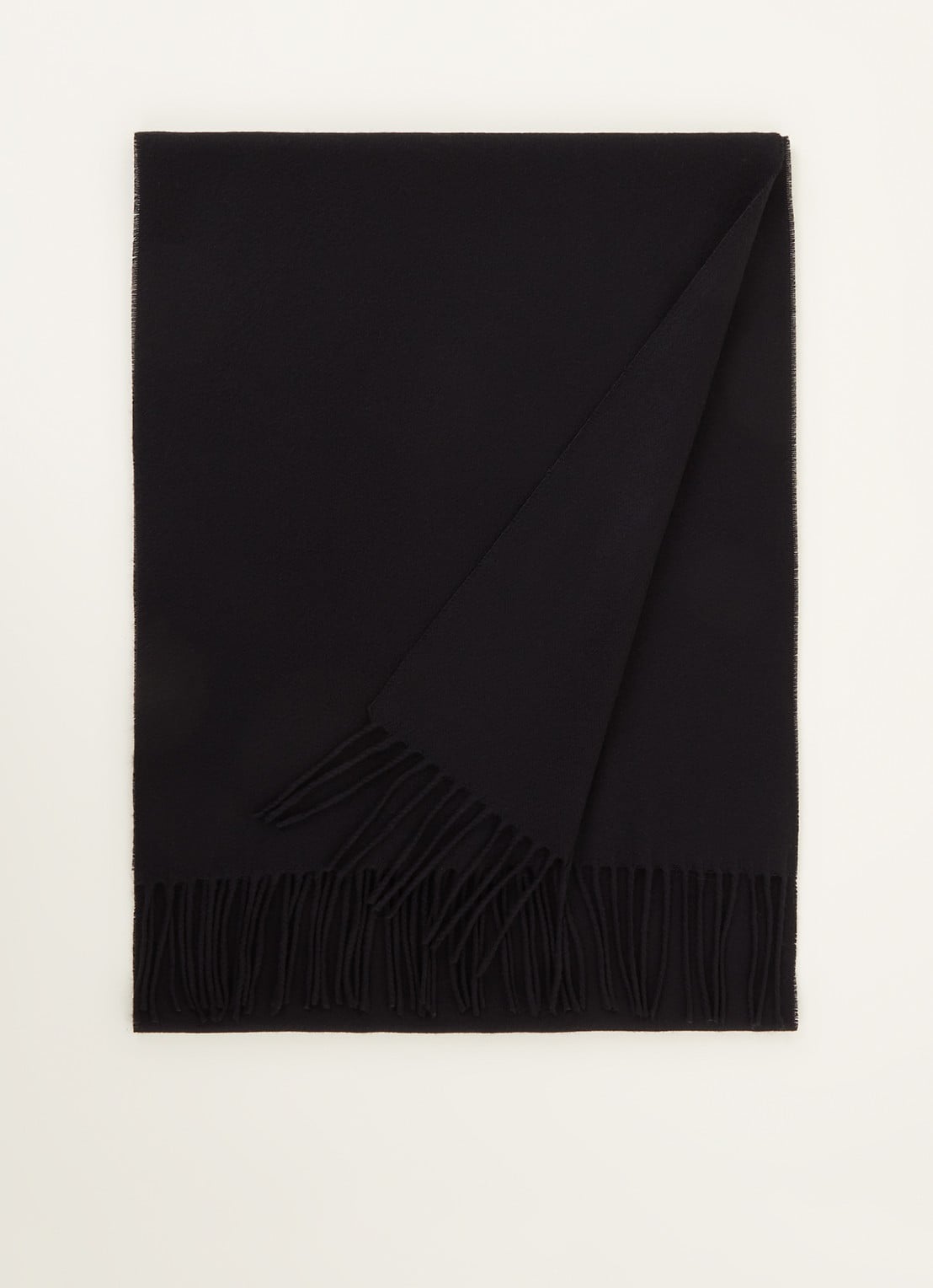 Fraas Sjaal met franjes 200 x 35 cm  - voorkant zwart