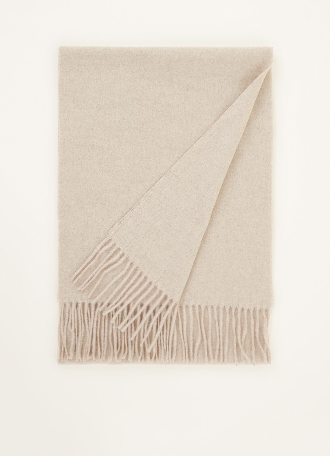 Fraas Sjaal met franjes 200 x 35 cm  - voorkant 2 beige
