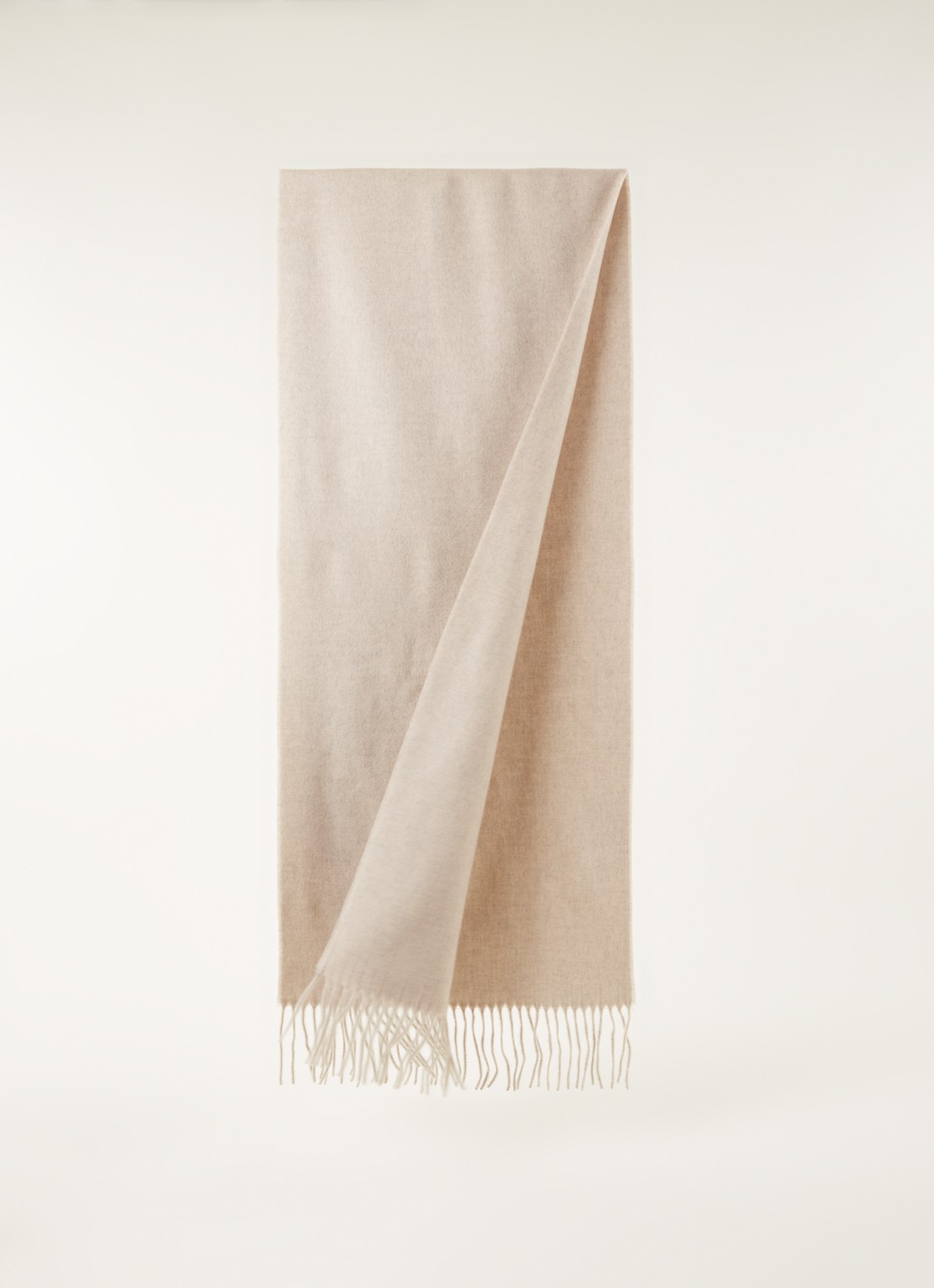 Fraas Sjaal met franjes 200 x 35 cm  - voorkant 3 beige