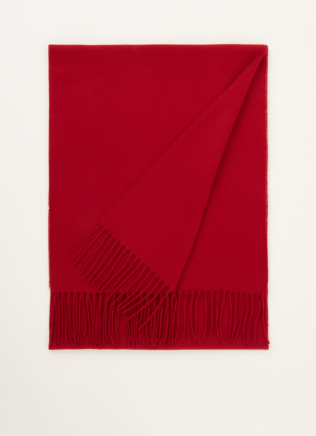 Fraas Sjaal met franjes 200 x 35 cm  - voorkant donkerrood