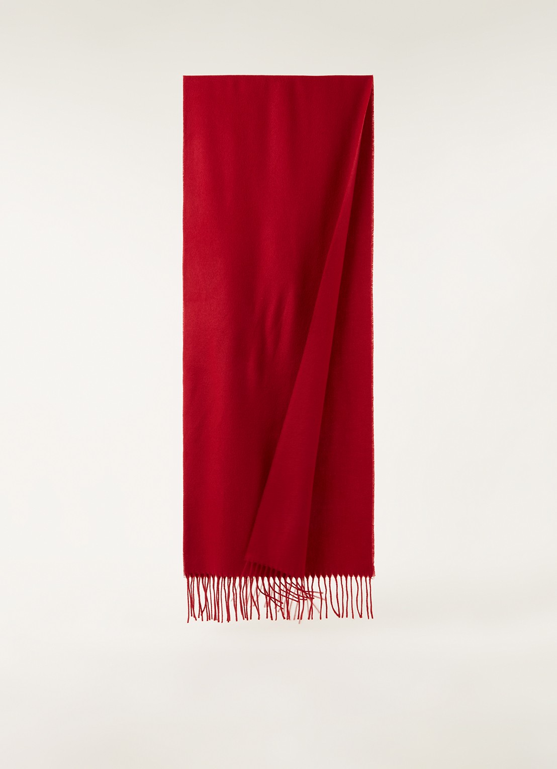 Fraas Sjaal met franjes 200 x 35 cm  - voorkant 2 donkerrood