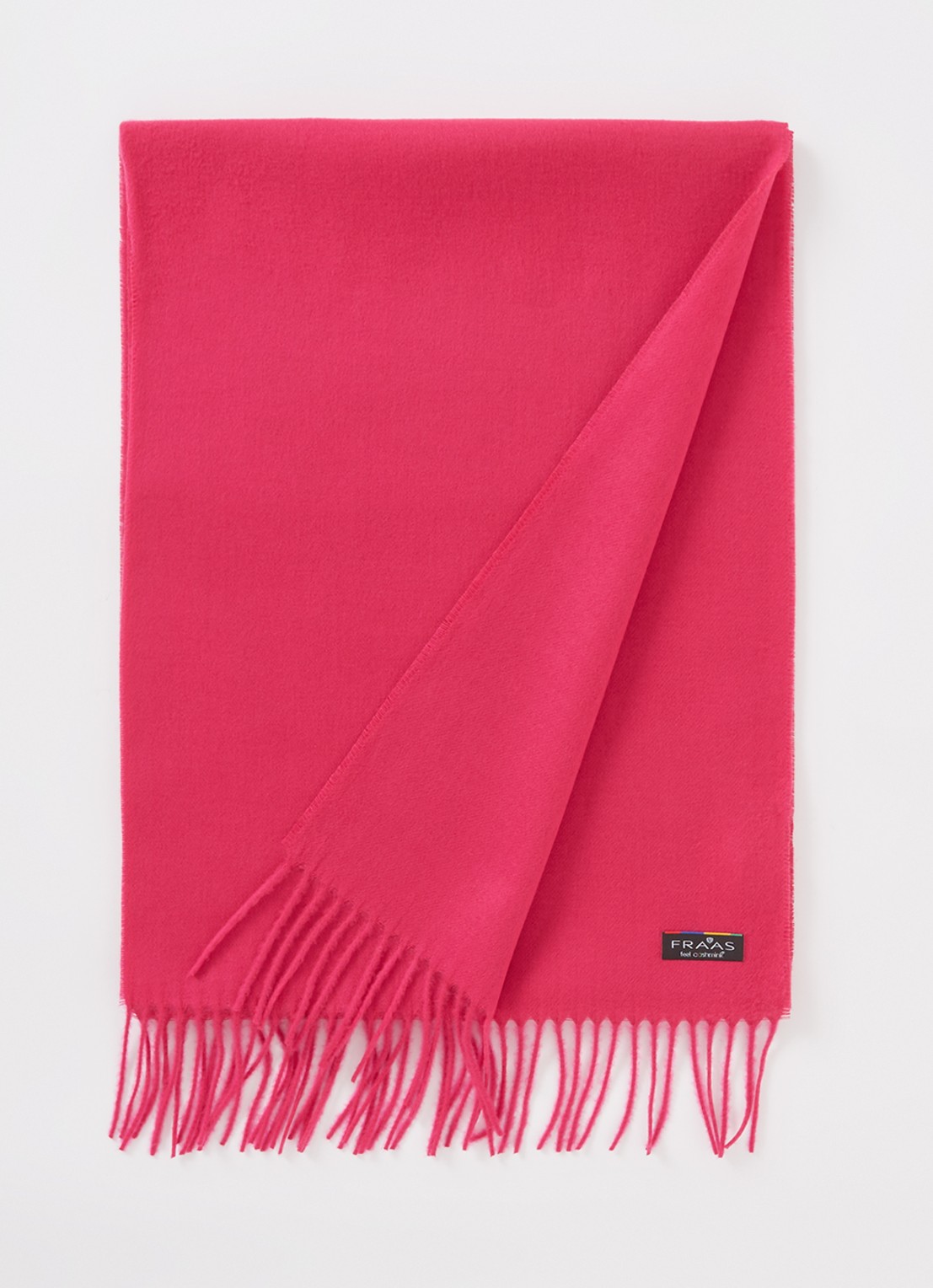 Fraas Sjaal met franjes 200 x 35 cm  - voorkant 2 donkerroze