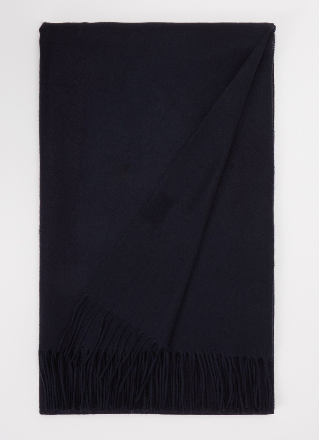 Fraas Sjaal met franjes 200 x 35 cm  - voorkant 3 donkerblauw