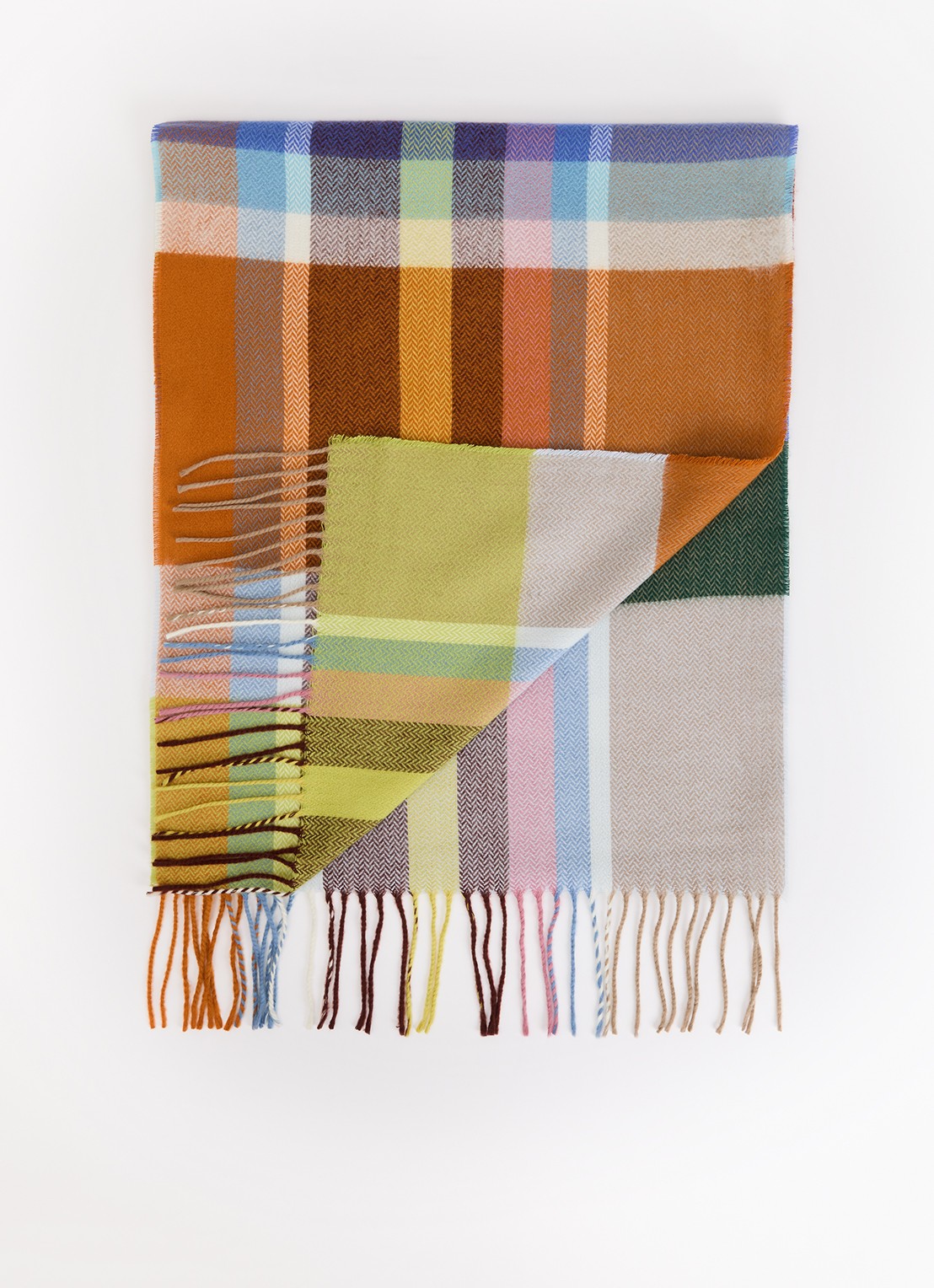 Fraas Sjaal met franjes 35 x 190 cm  - voorkant 3 groen